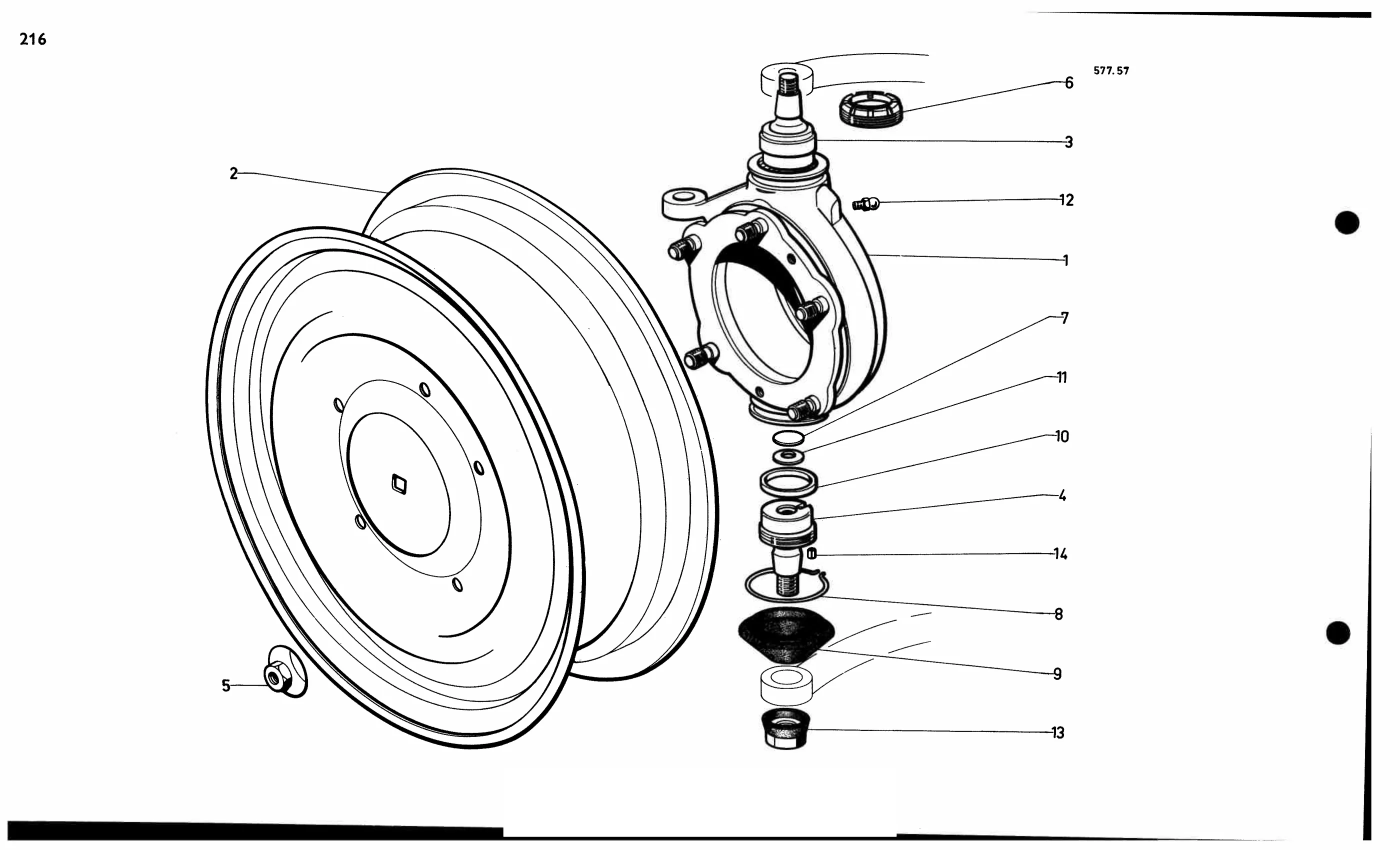 Front swivel, wheel, page 224 of 688 — 577 Parts Catalogue — Volume I