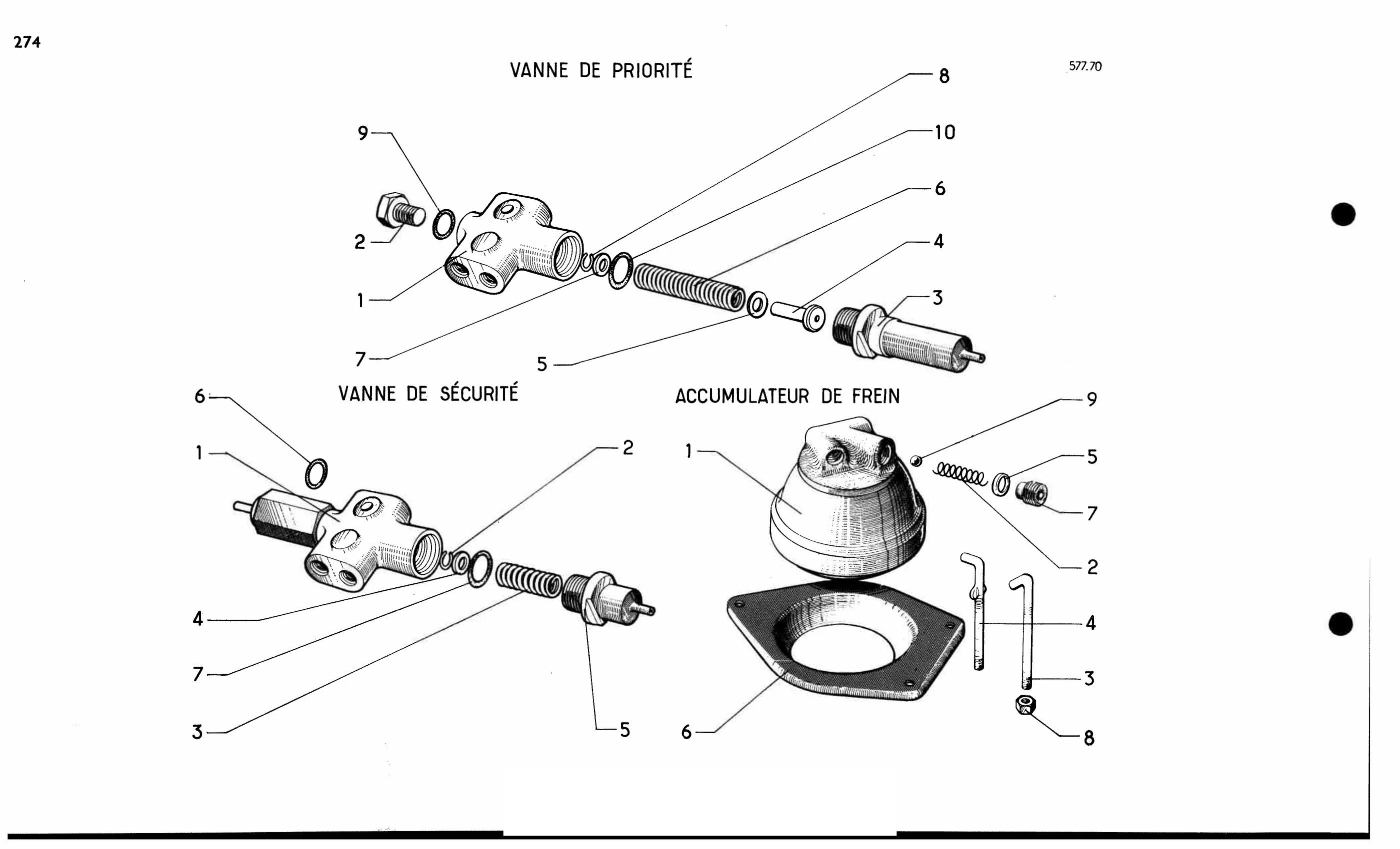Brake accu, security, priority valves, page 266 of 688 — 577 Parts Catalogue — Volume I