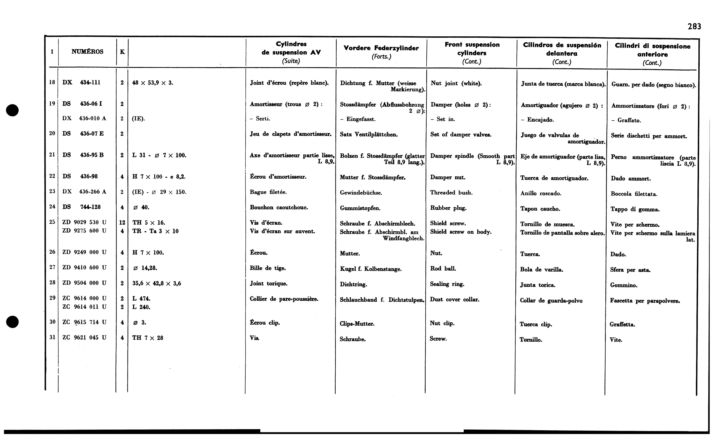 Fr. suspension cyls., page 273 of 688 — 577 Parts Catalogue — Volume I
