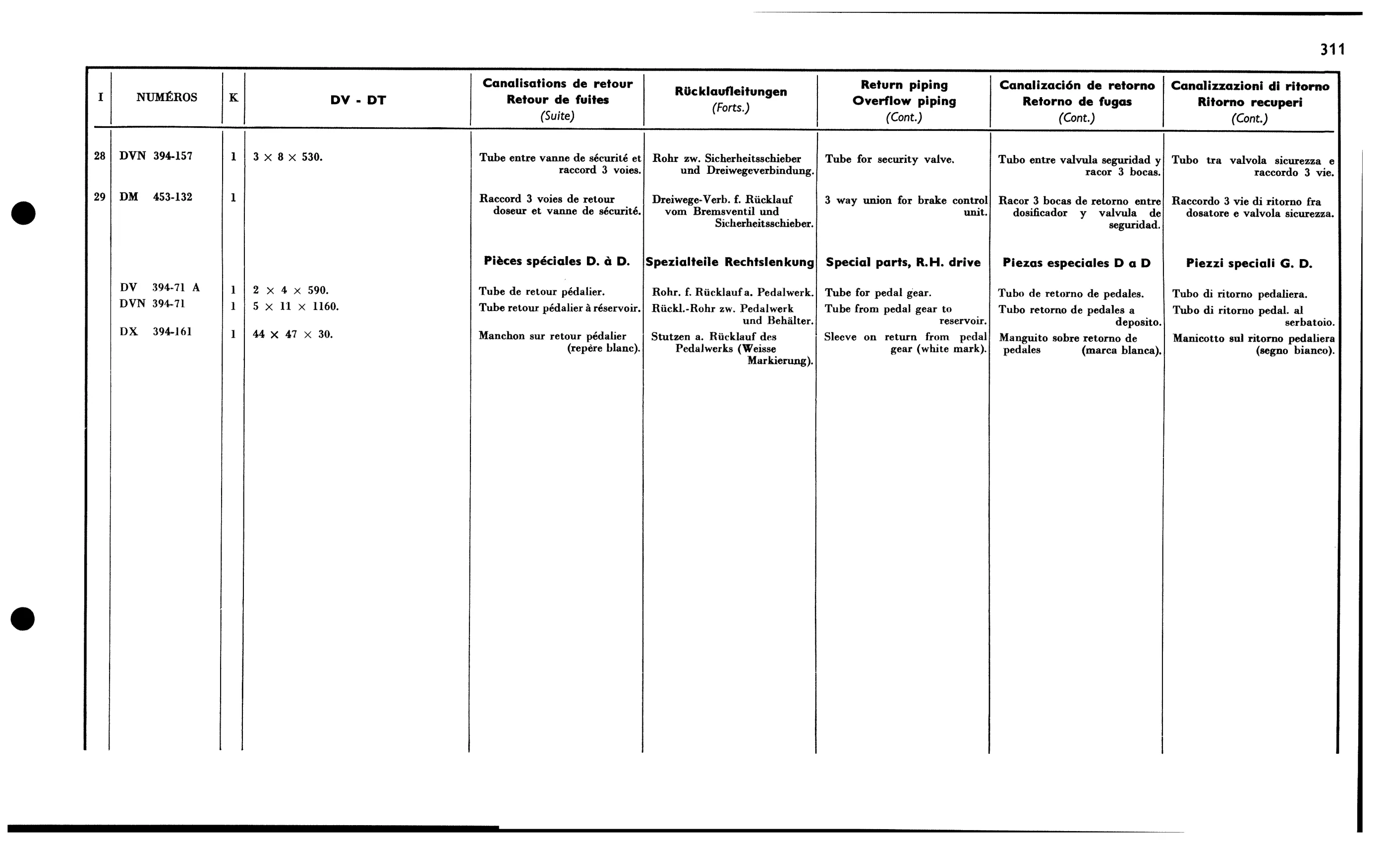 Return pipes DV, DT, page 296 of 688 — 577 Parts Catalogue — Volume I