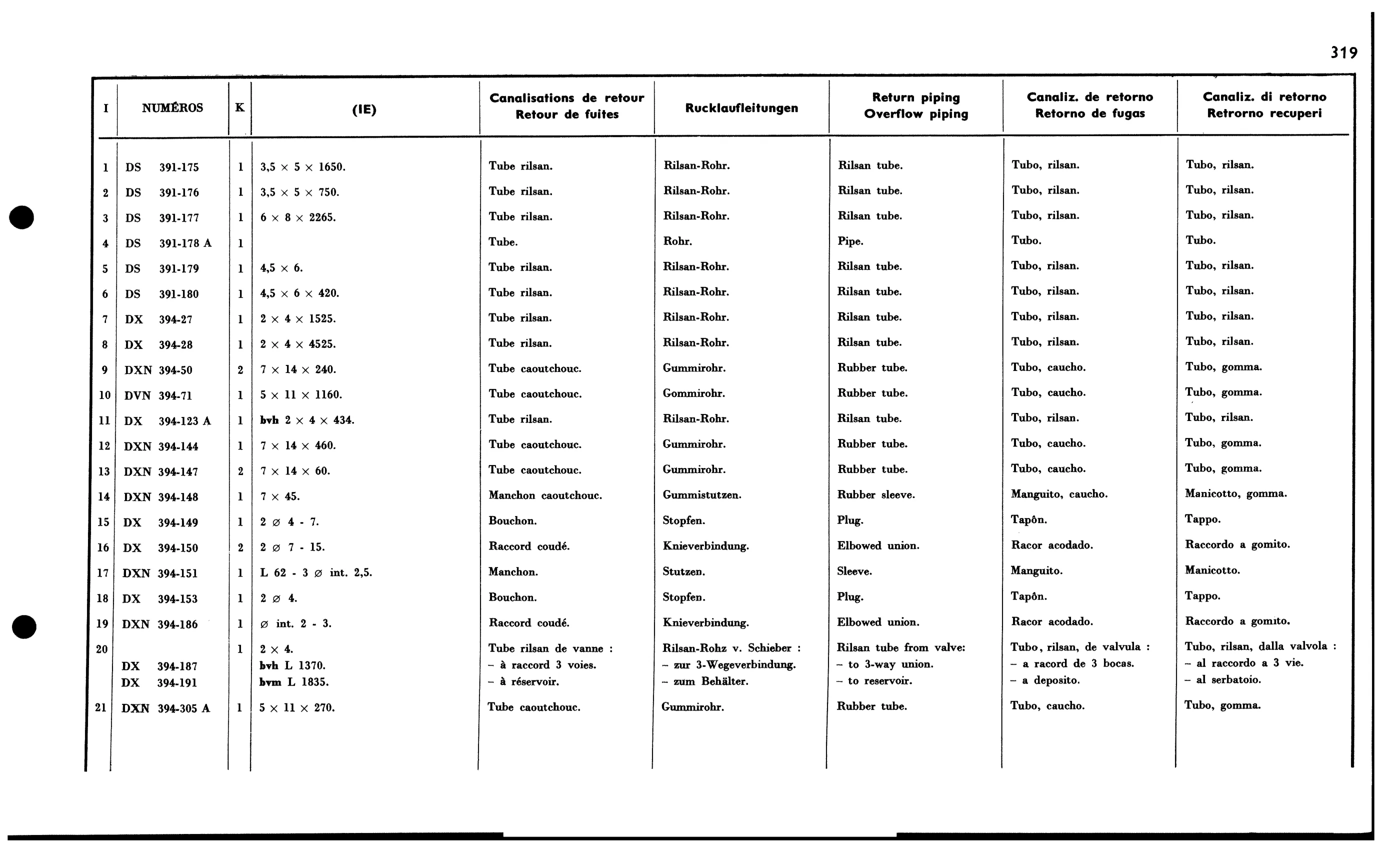 Return pipes IE, page 302 of 688 — 577 Parts Catalogue — Volume I