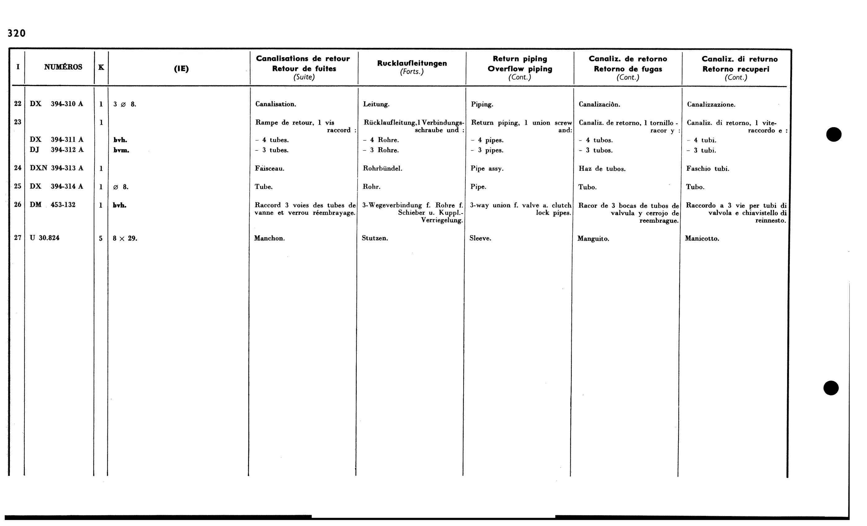 Return pipes IE, page 303 of 688 — 577 Parts Catalogue — Volume I