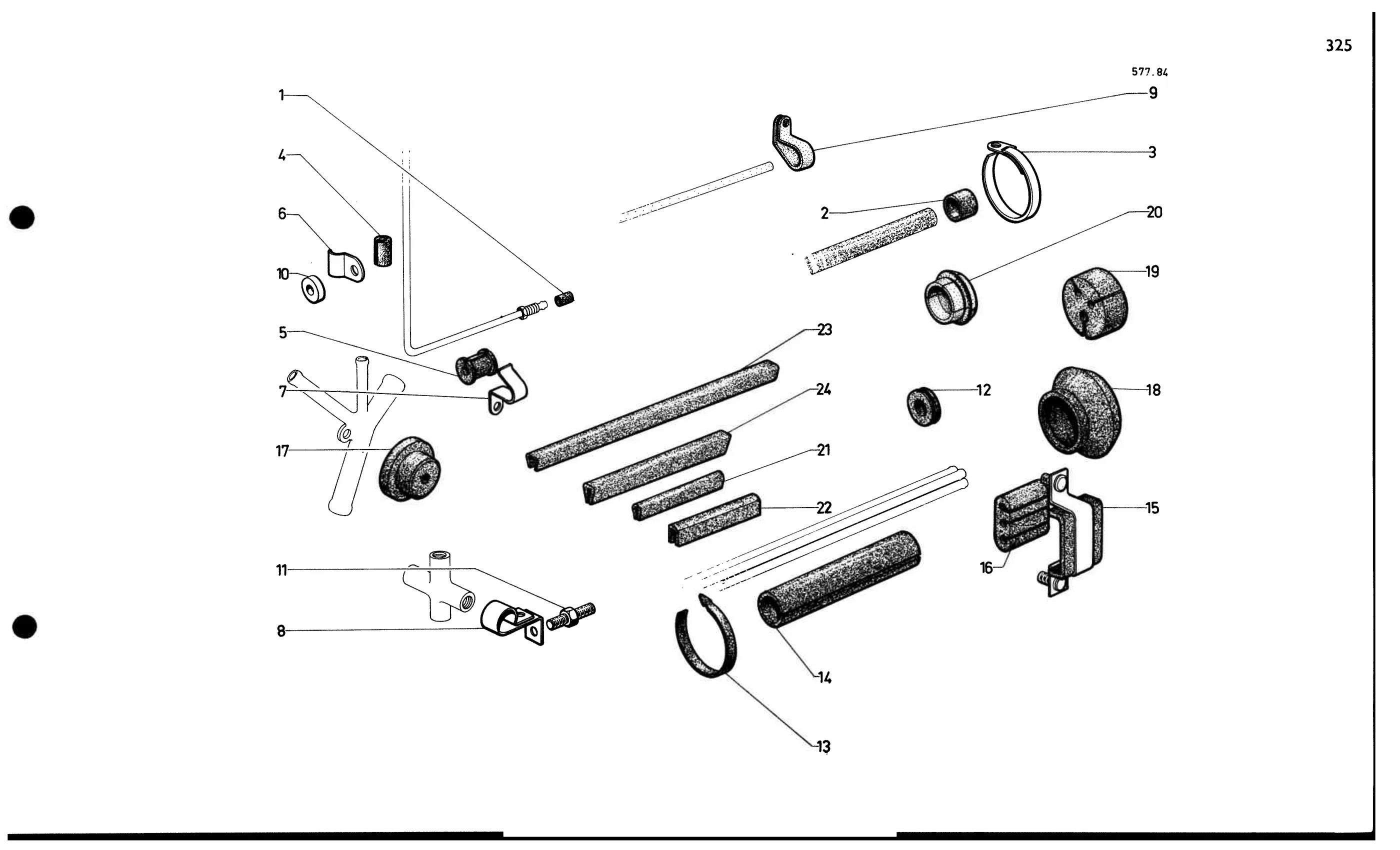 Securing of piping, page 304 of 688 — 577 Parts Catalogue — Volume I