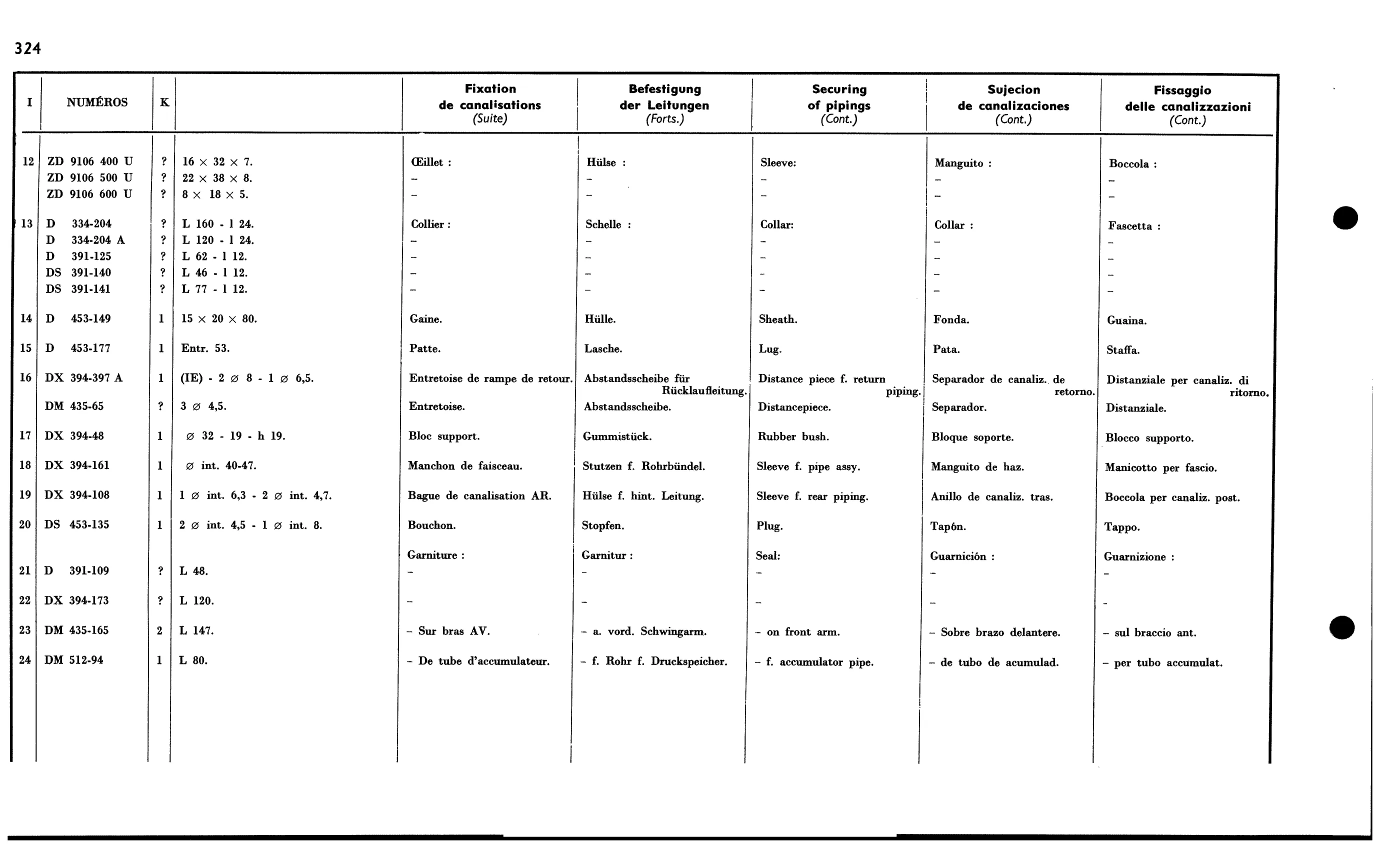 Securing of piping, page 306 of 688 — 577 Parts Catalogue — Volume I