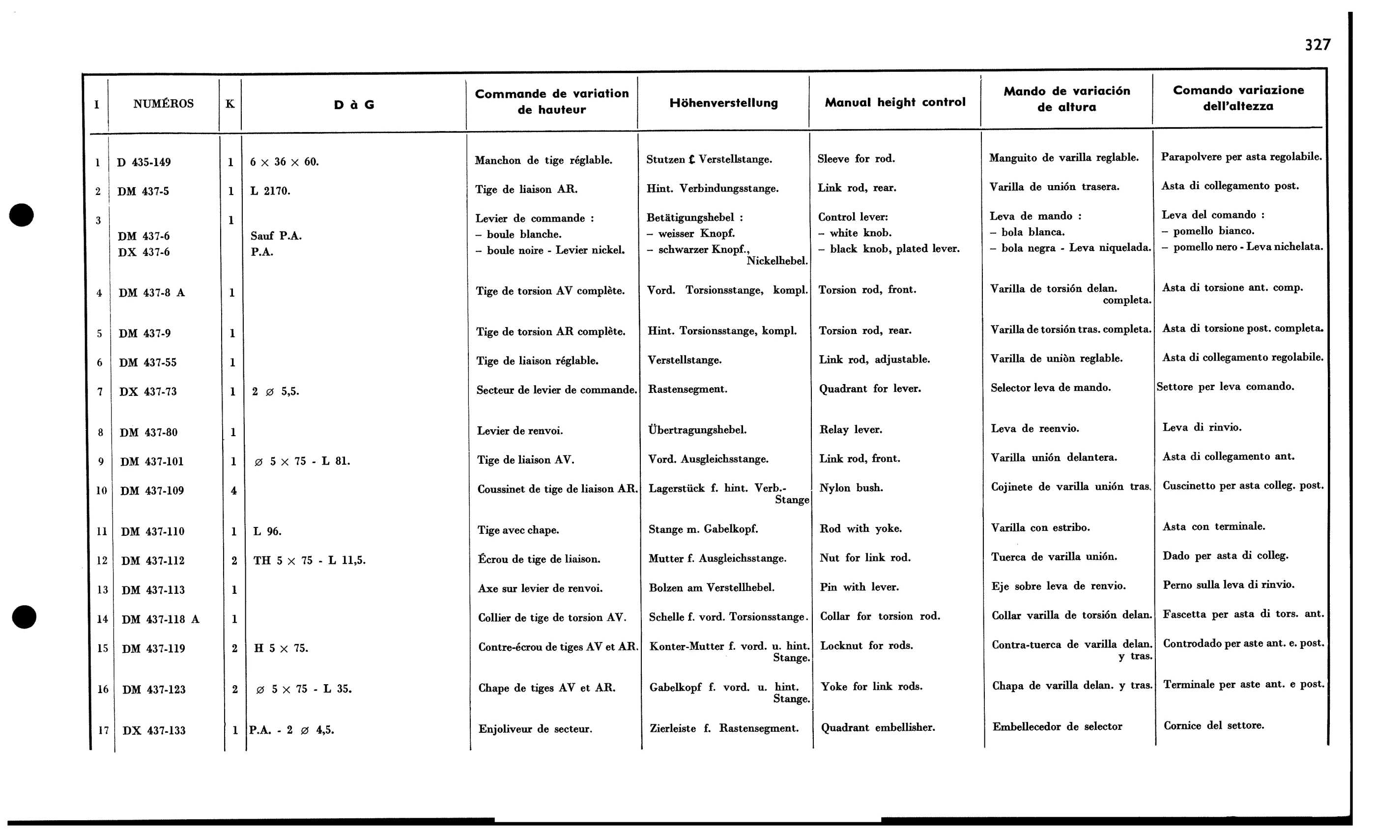 Man. height control, page 308 of 688 — 577 Parts Catalogue — Volume I