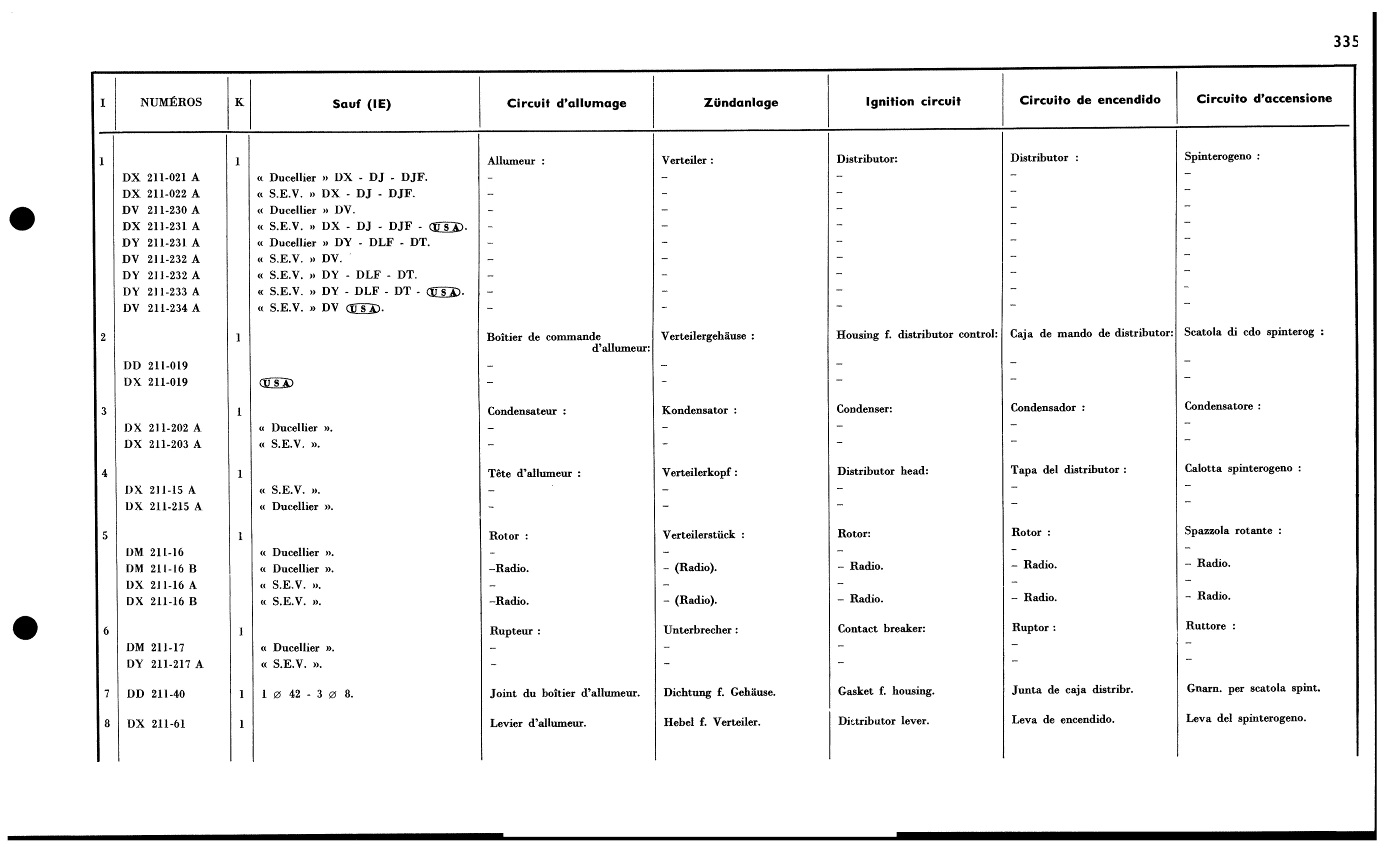 Ignition circuit / Not IE, page 314 of 688 — 577 Parts Catalogue — Volume I