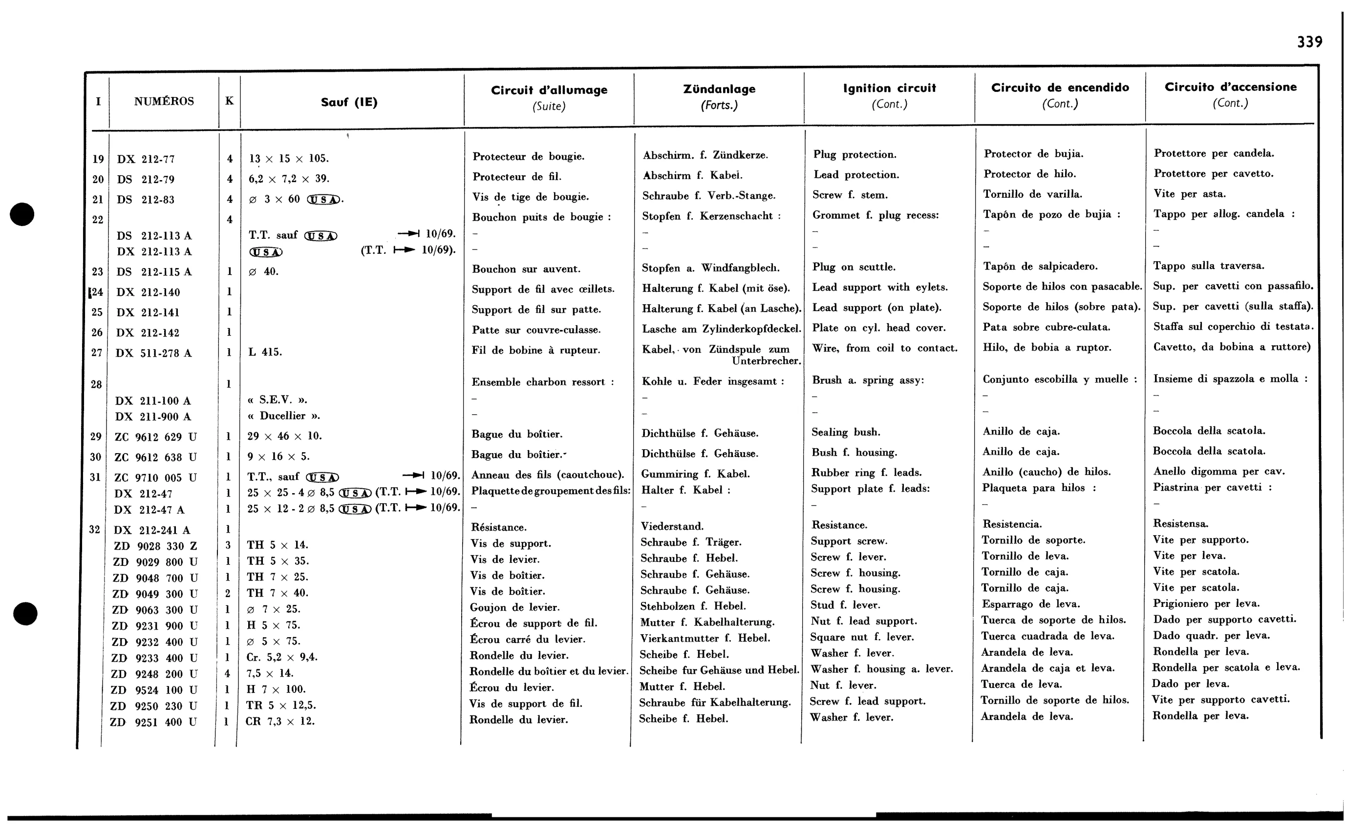 Ignition circuit / Not IE, page 316 of 688 — 577 Parts Catalogue — Volume I