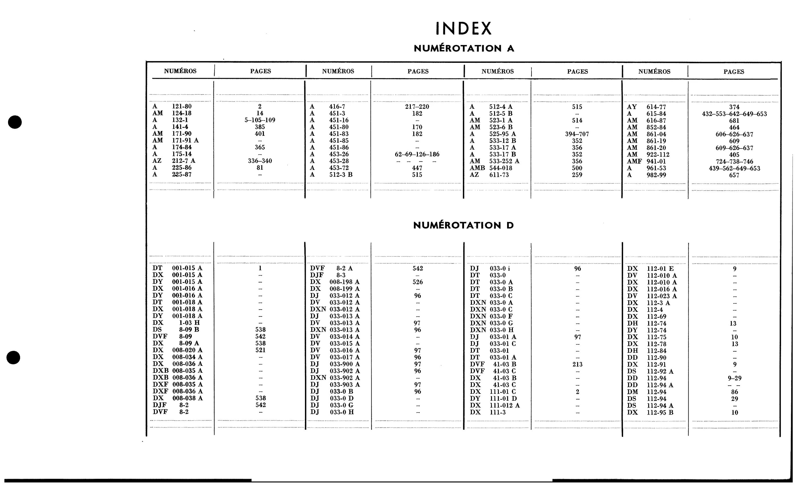 Index to Vol 2 / Numbers A, D, page 333 of 688 — 577 Parts Catalogue — Volume I