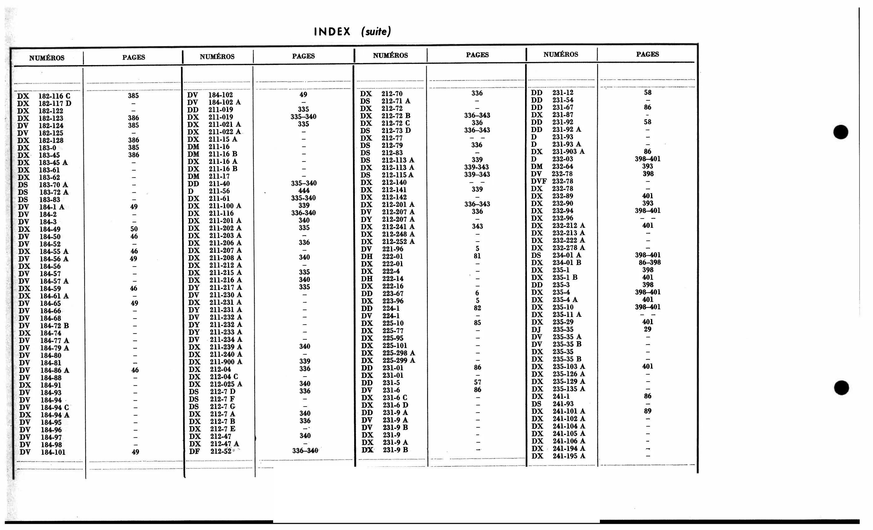 Index to Vol 2 / Numbers A, D, page 336 of 688 — 577 Parts Catalogue — Volume I