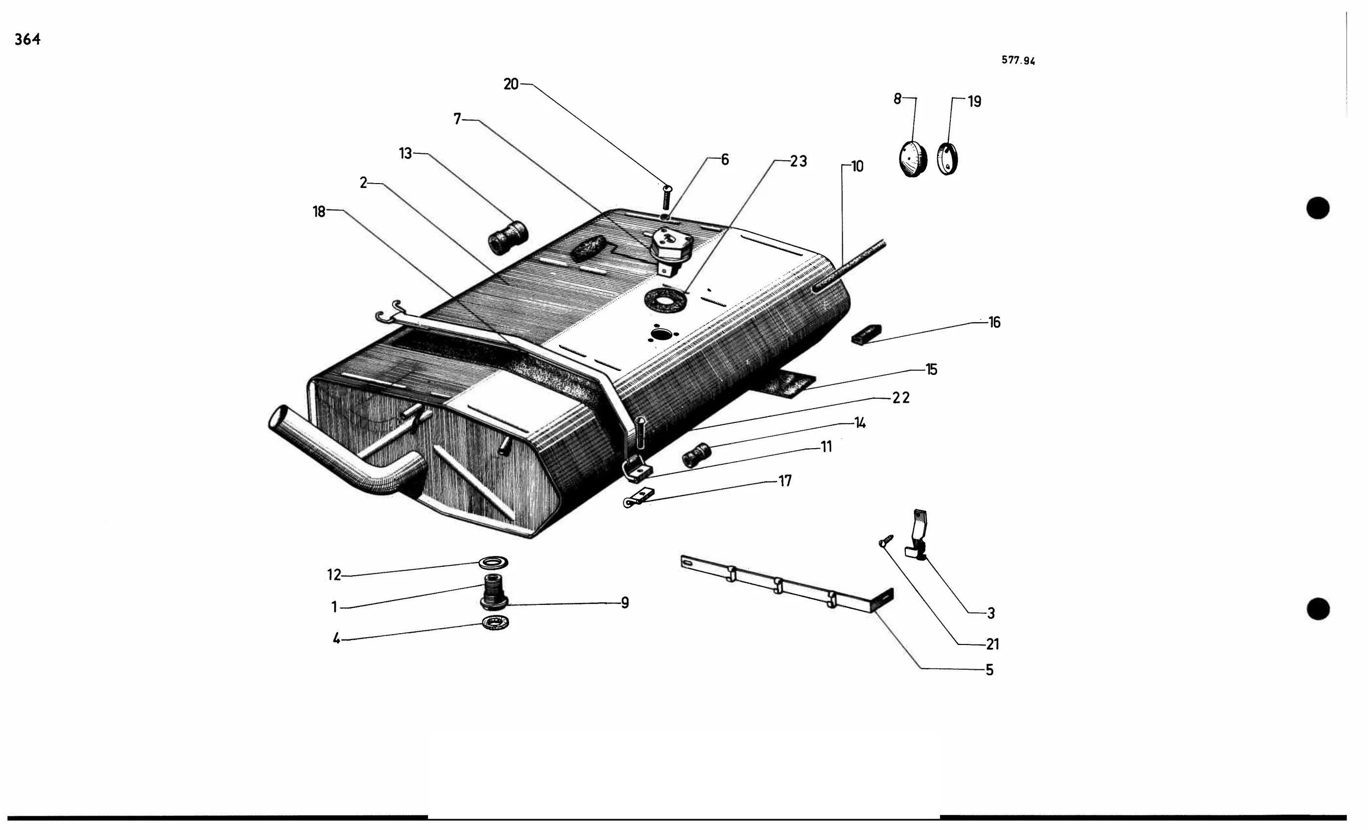 Fuel system / Petrol tank, page 362 of 688 — 577 Parts Catalogue — Volume I