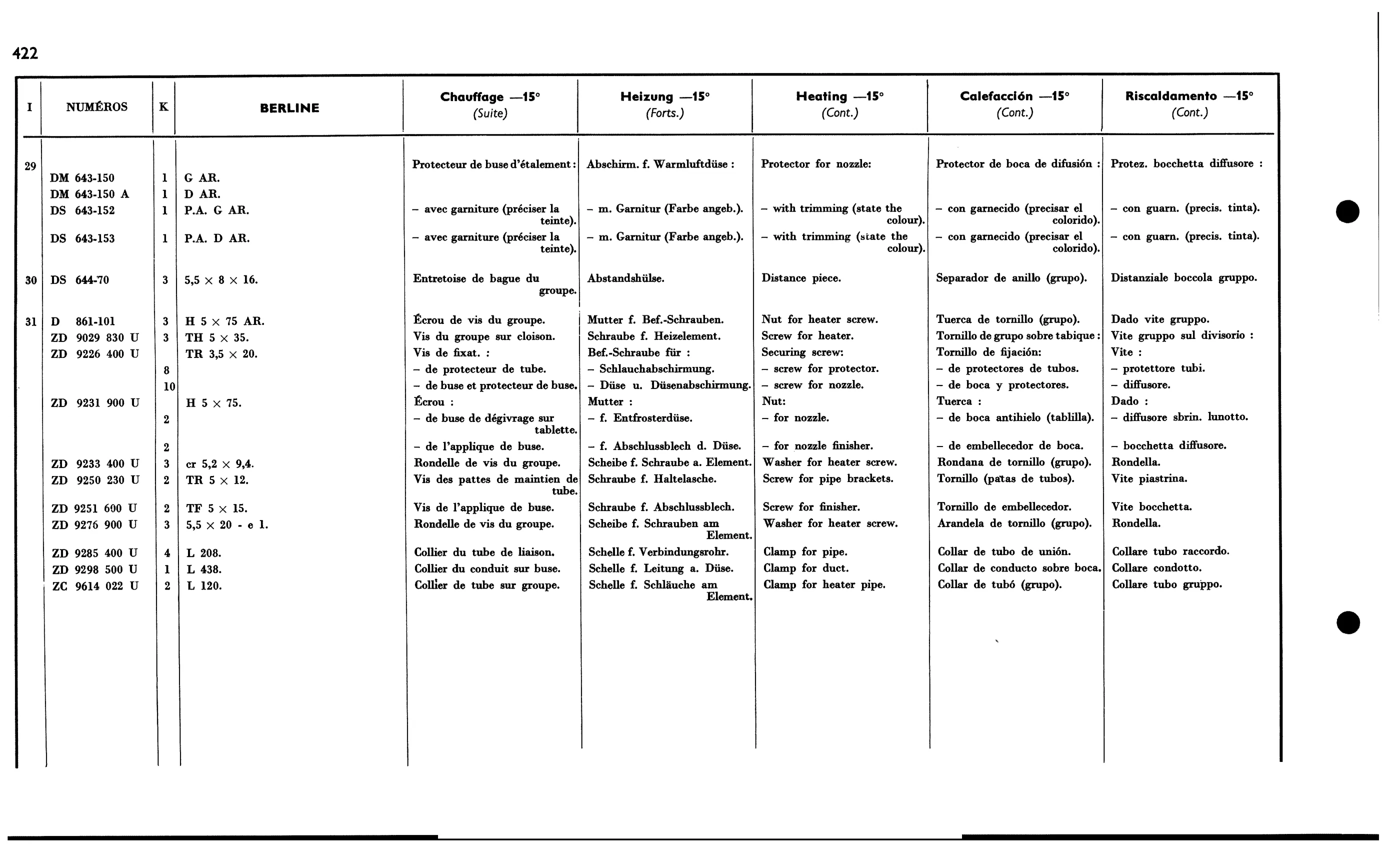 Heating -15º, page 407 of 688 — 577 Parts Catalogue — Volume I
