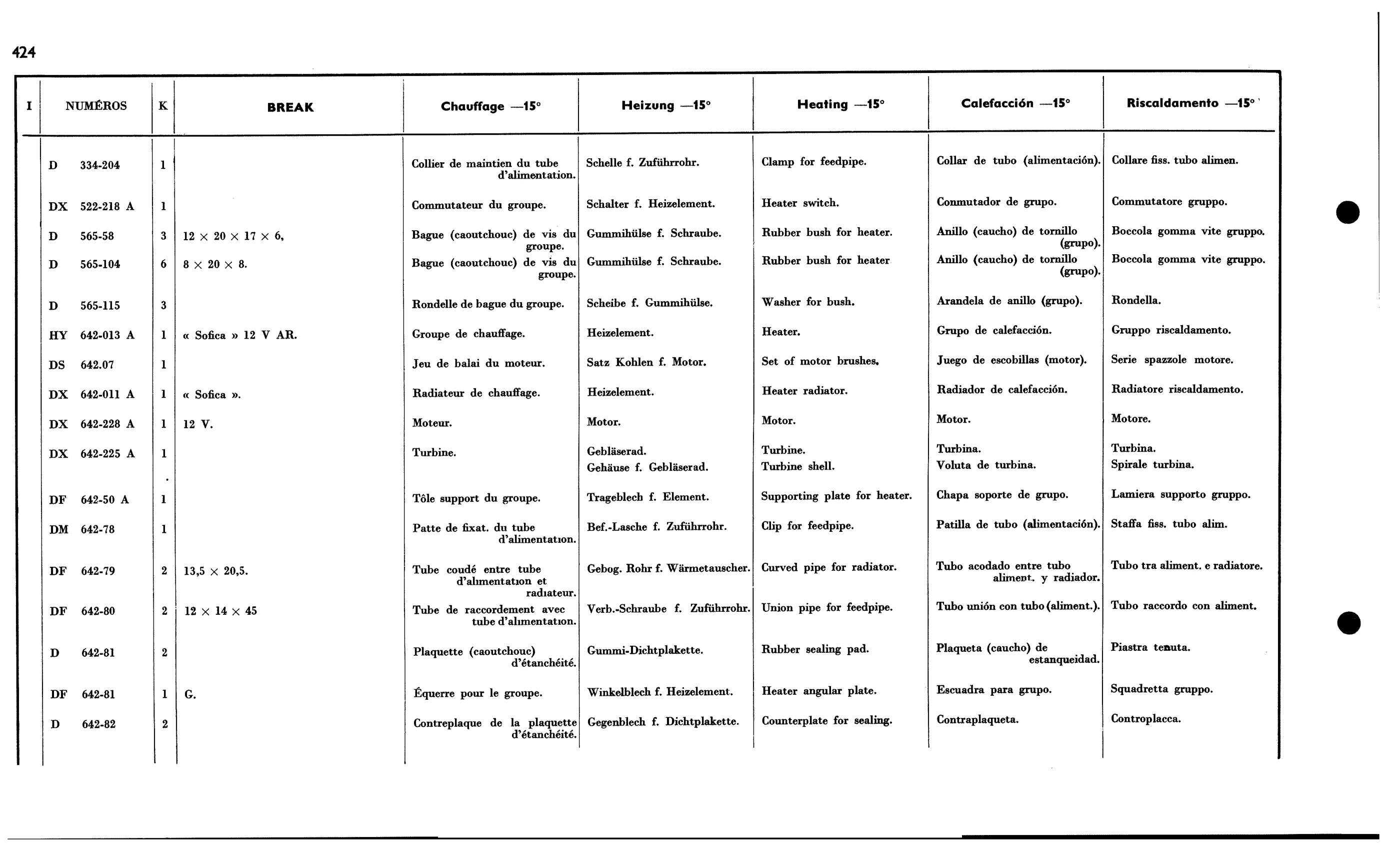 Heating -15º, page 408 of 688 — 577 Parts Catalogue — Volume I