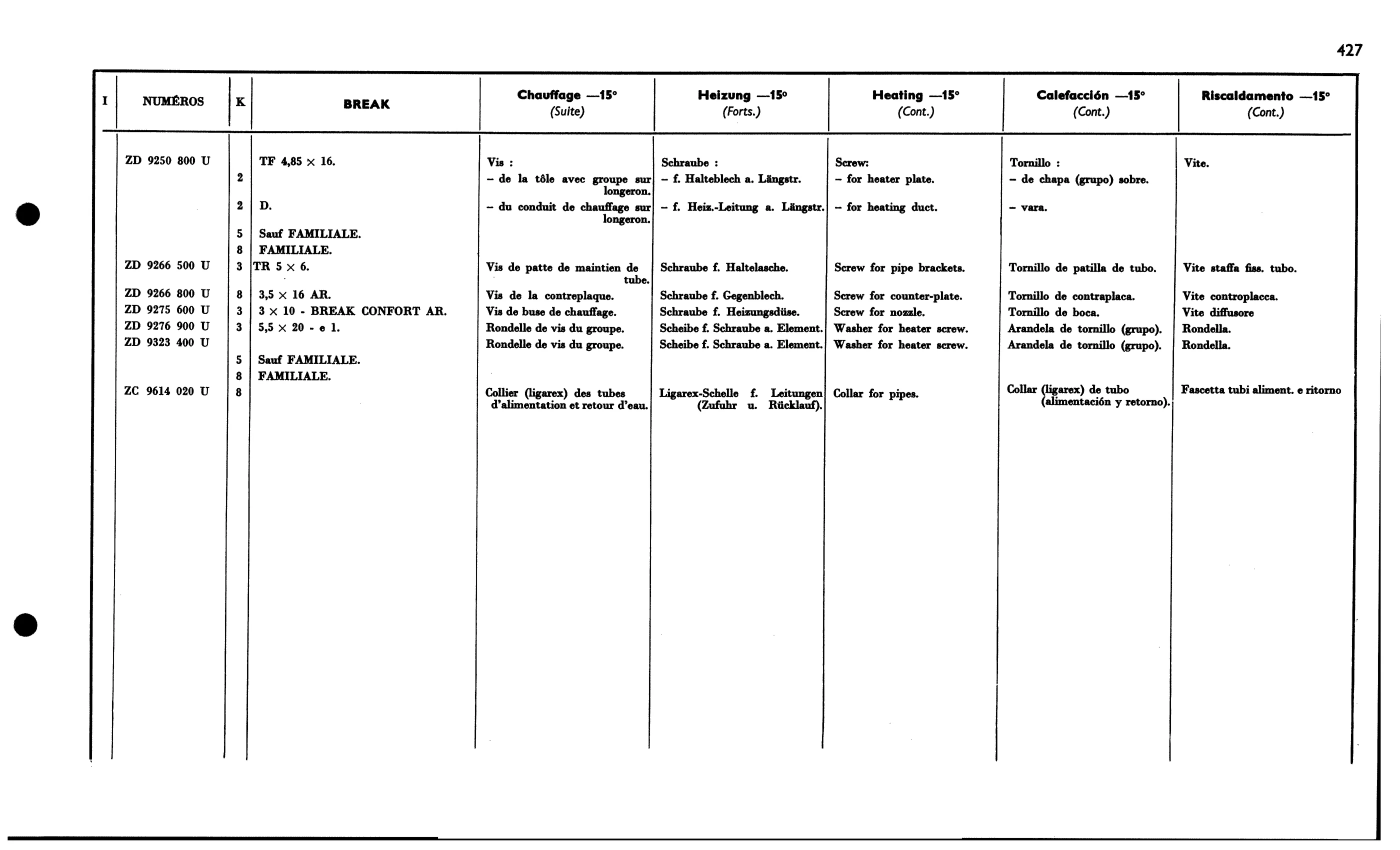 Heating -15º, page 410 of 688 — 577 Parts Catalogue — Volume I