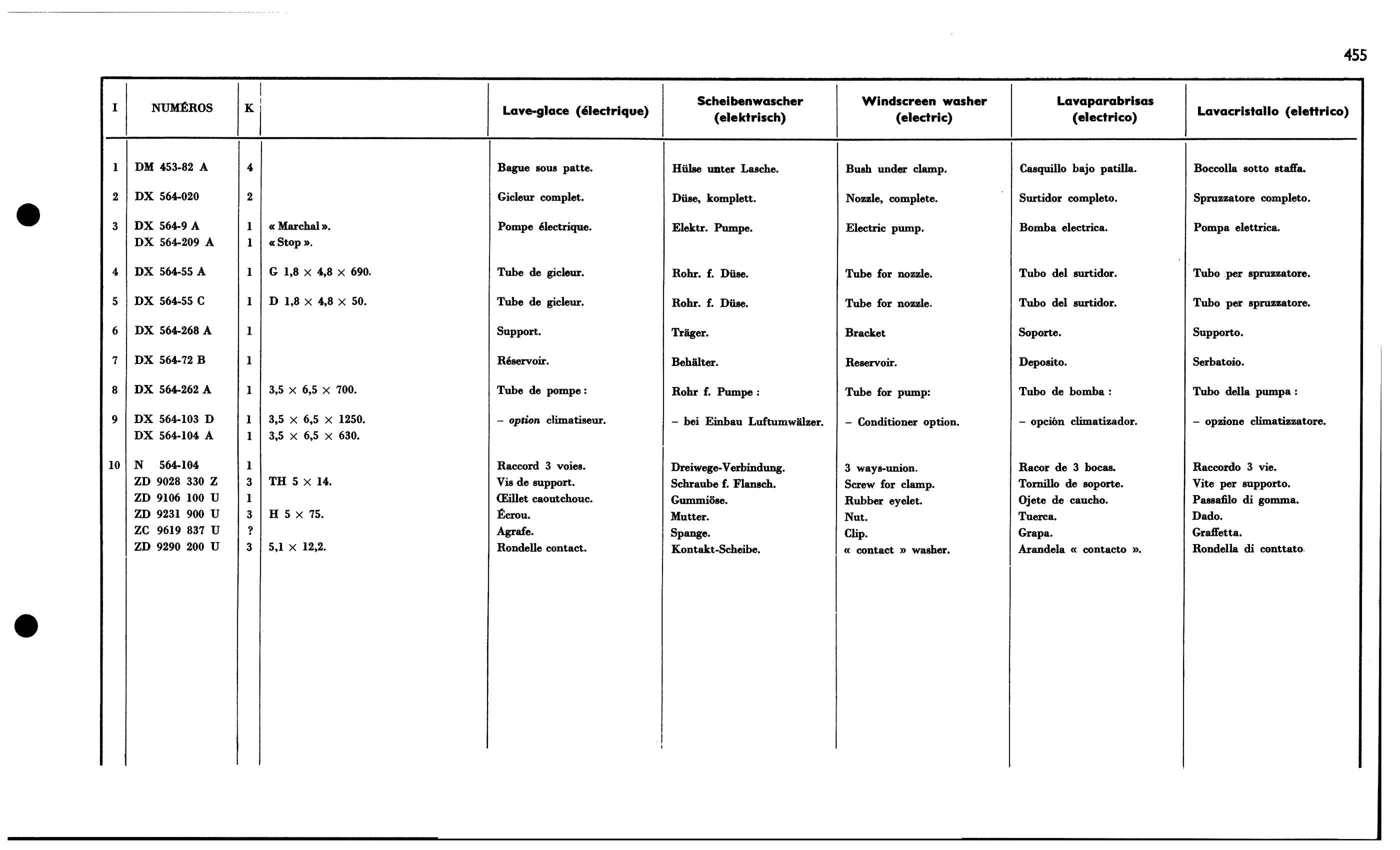 Screen washers, page 433 of 688 — 577 Parts Catalogue — Volume I