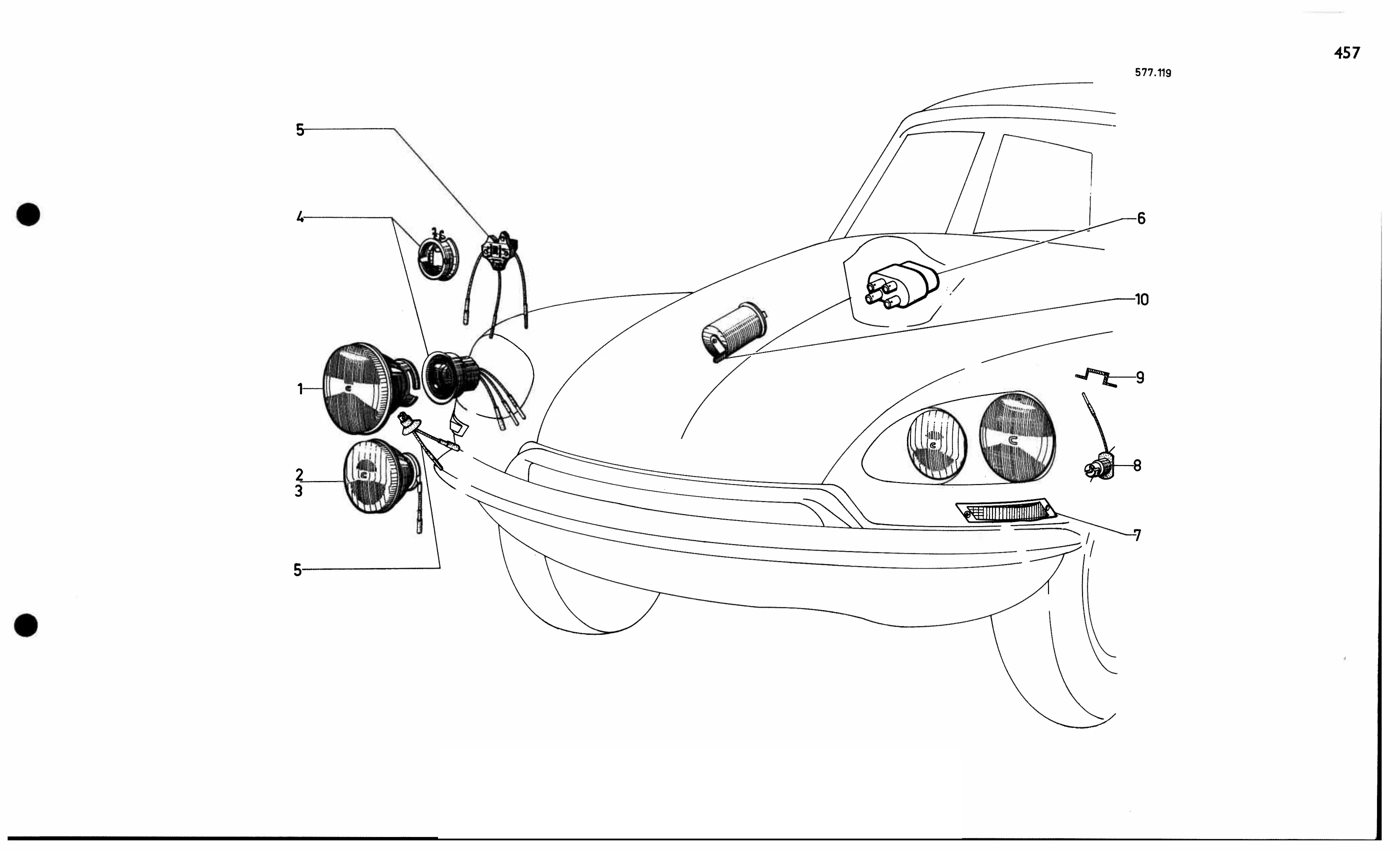Front lights, page 434 of 688 — 577 Parts Catalogue — Volume I