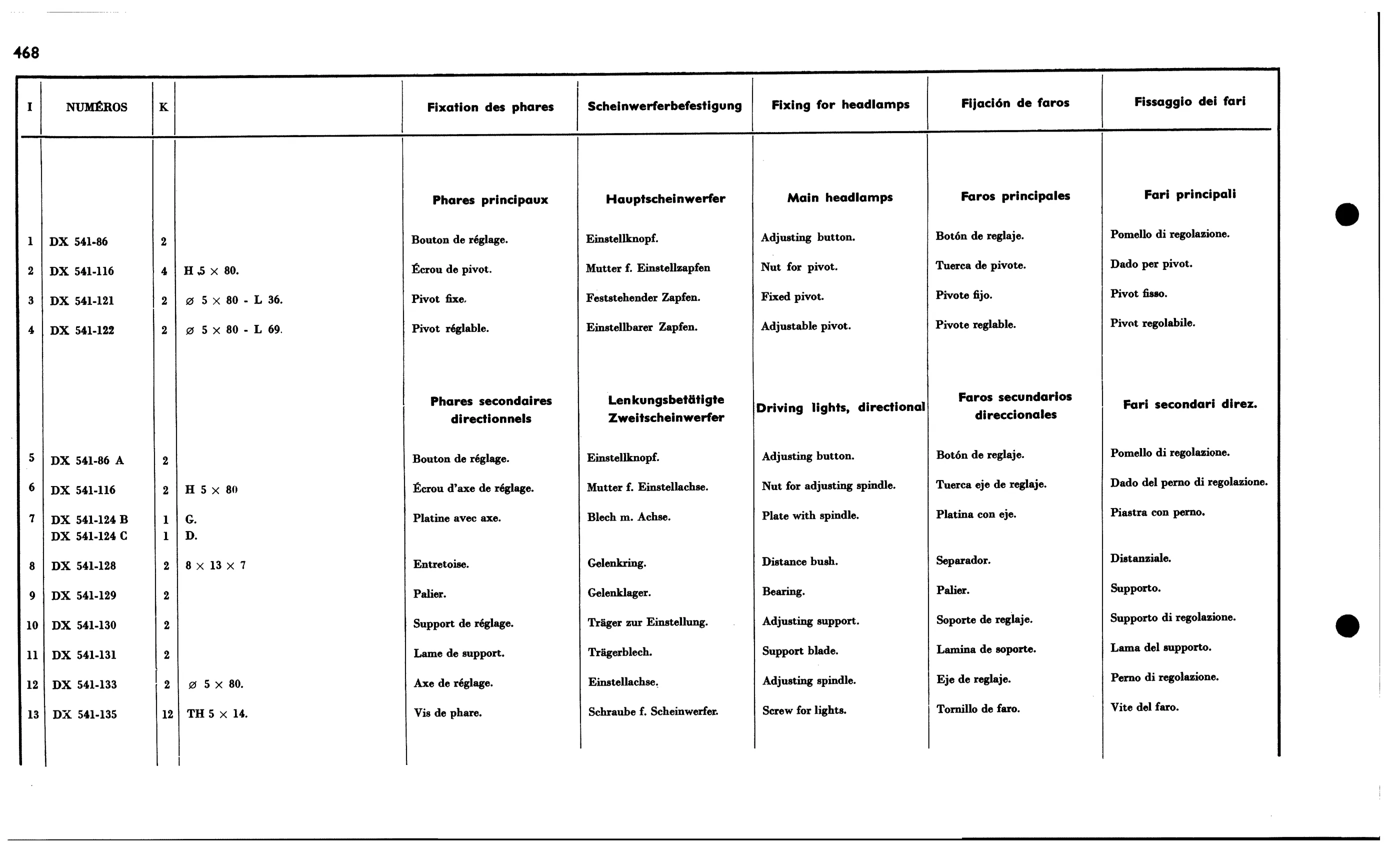 Headlight fixings, page 444 of 688 — 577 Parts Catalogue — Volume I