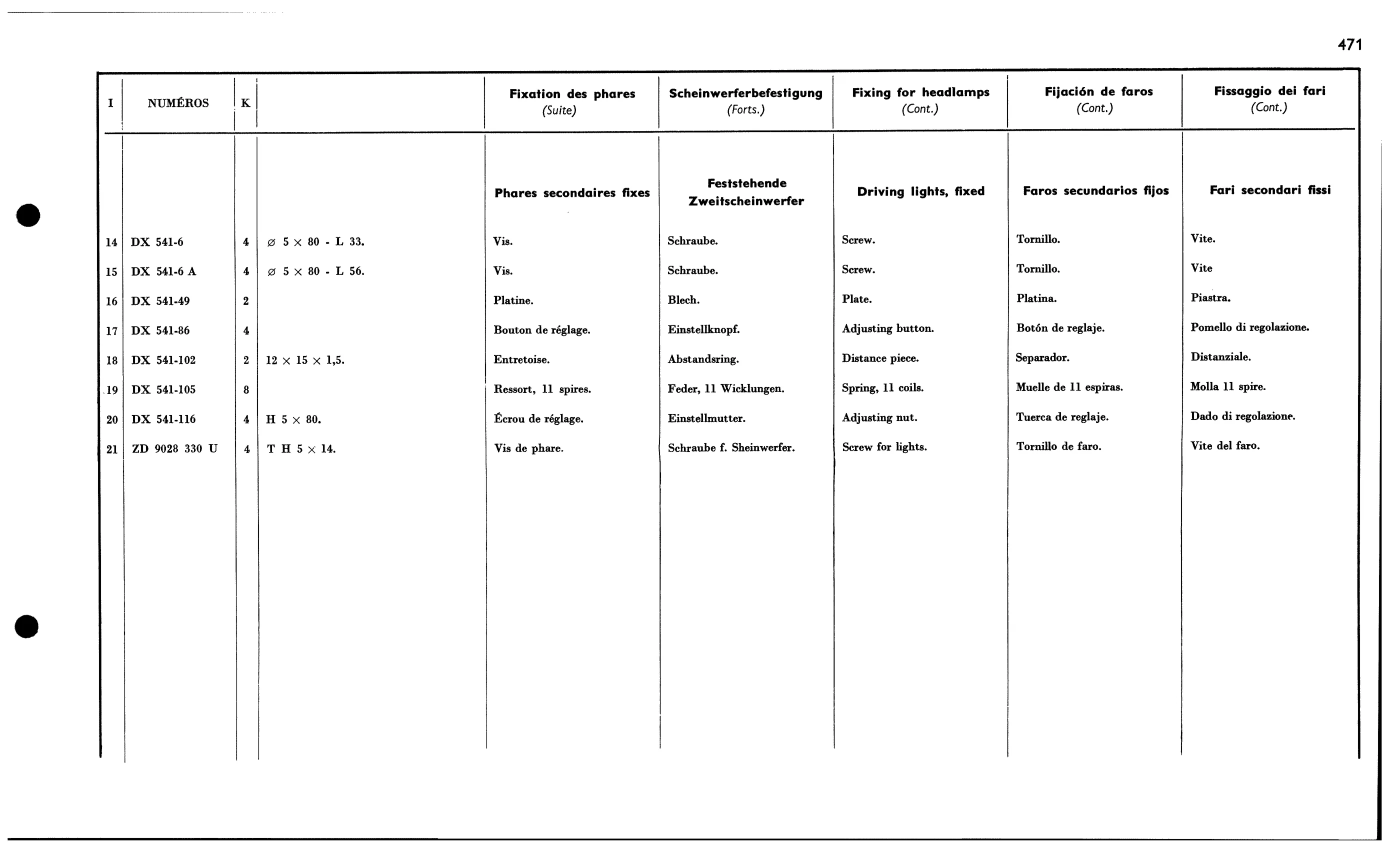Headlight fixings, page 445 of 688 — 577 Parts Catalogue — Volume I