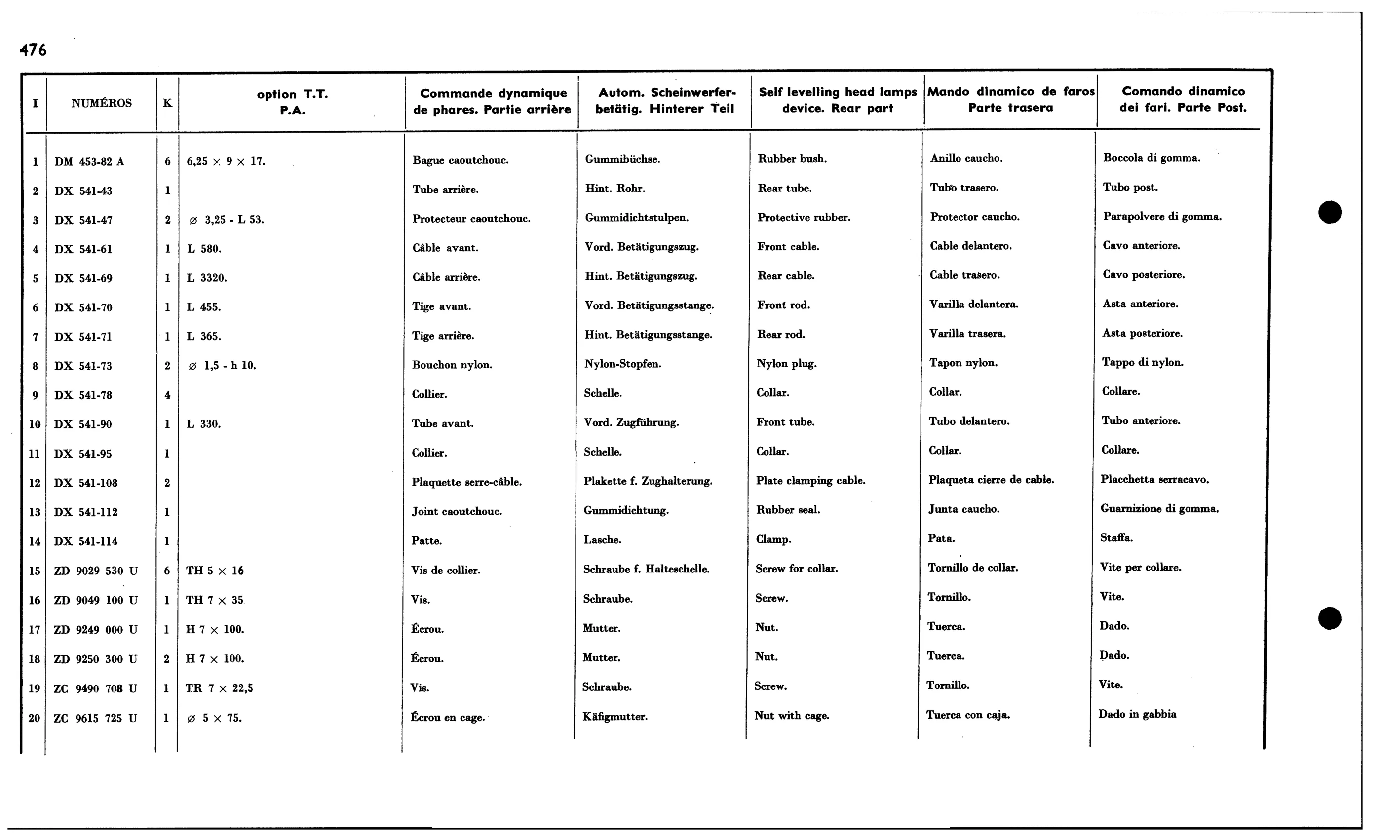 H'lamp level, rear parts, page 450 of 688 — 577 Parts Catalogue — Volume I