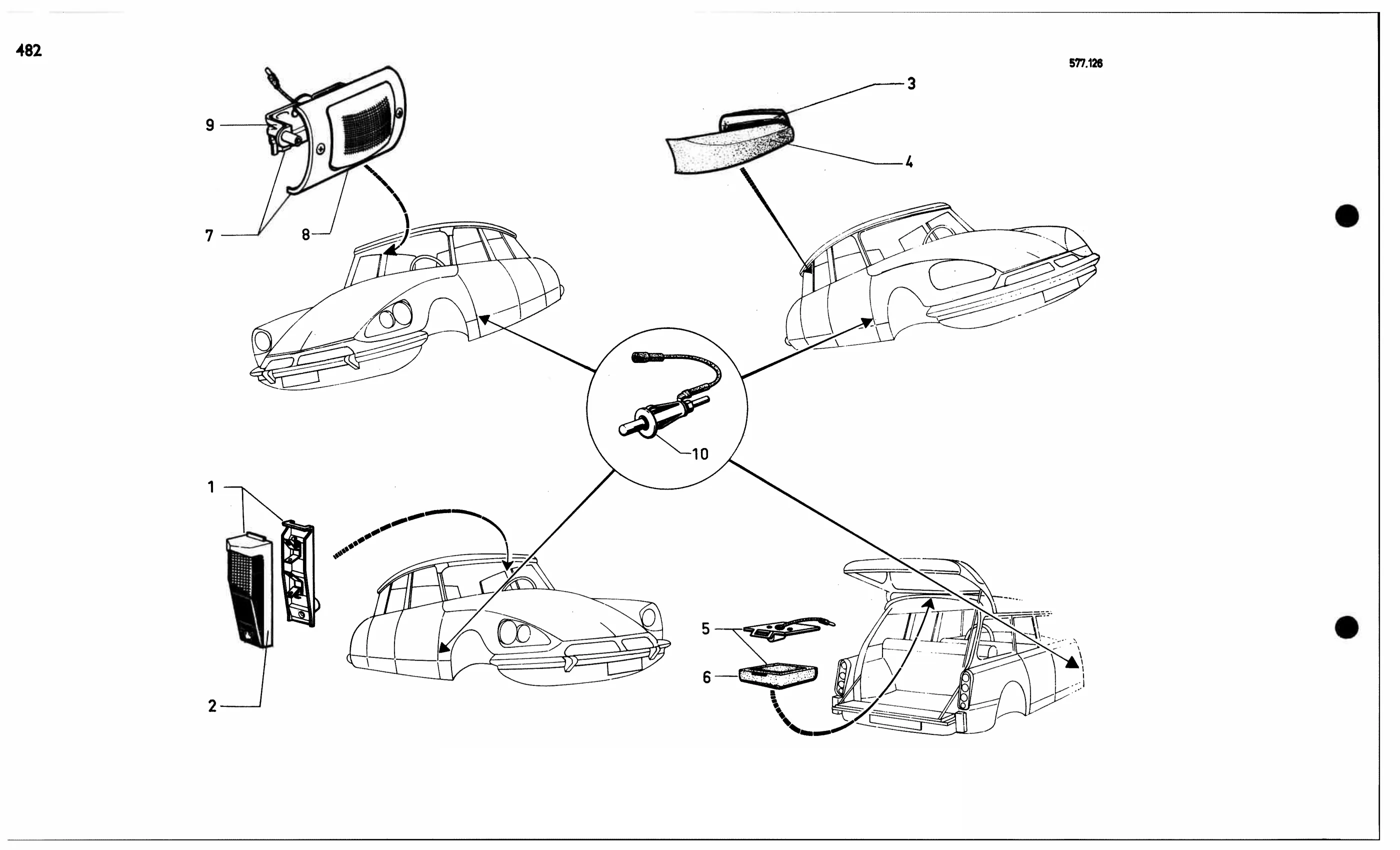 Interior lighting, page 453 of 688 — 577 Parts Catalogue — Volume I