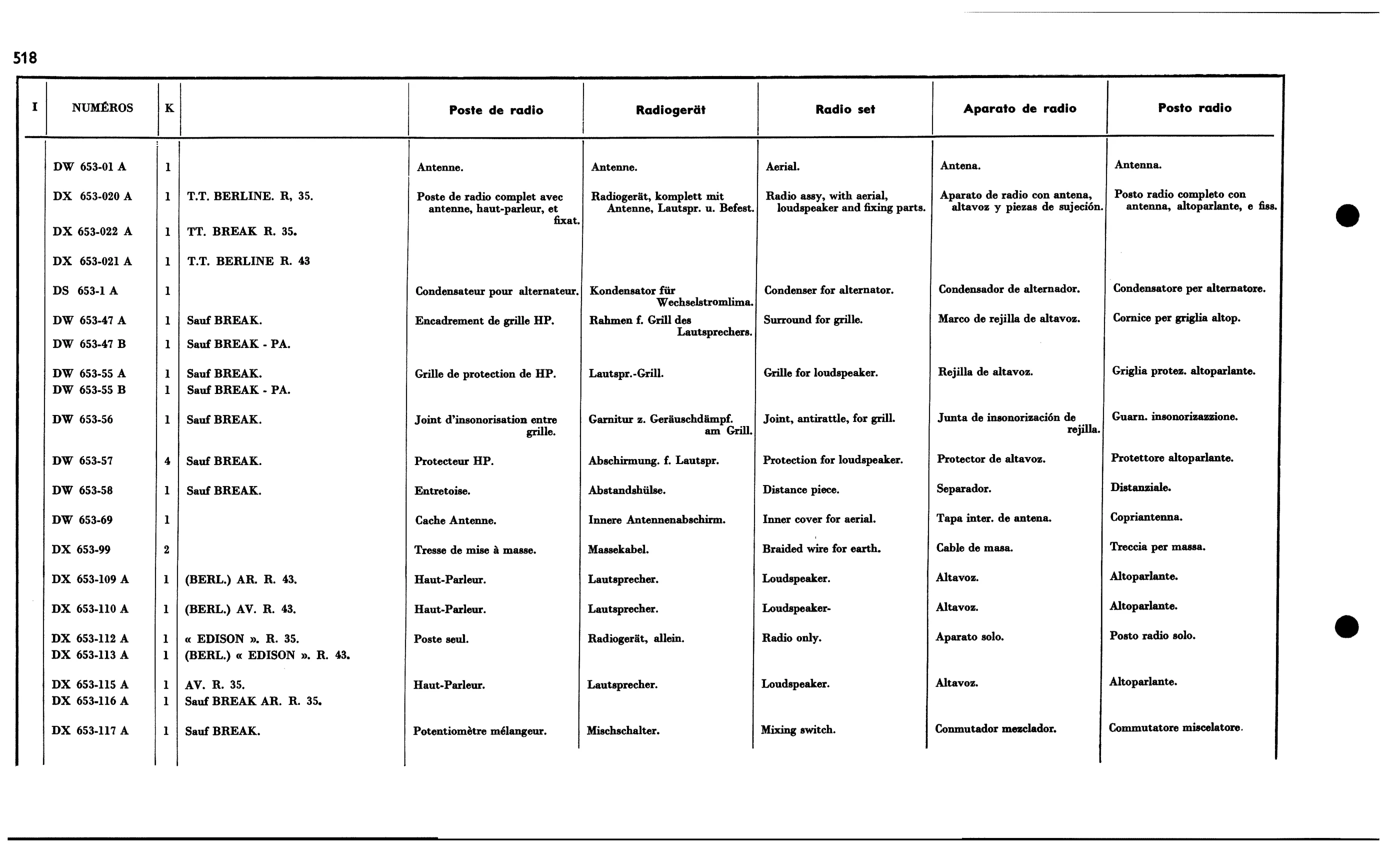 Radio set, page 483 of 688 — 577 Parts Catalogue — Volume I