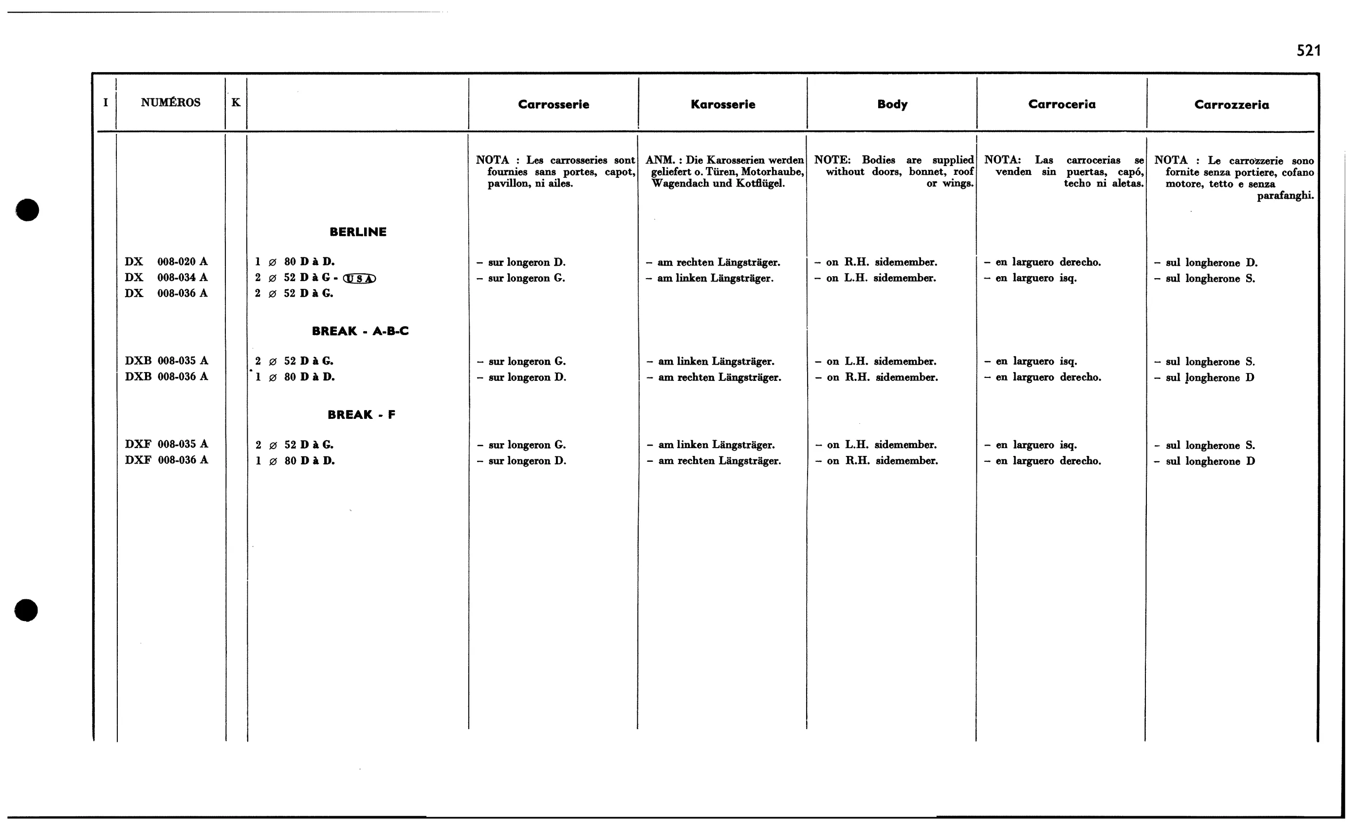 Body, page 485 of 688 — 577 Parts Catalogue — Volume I