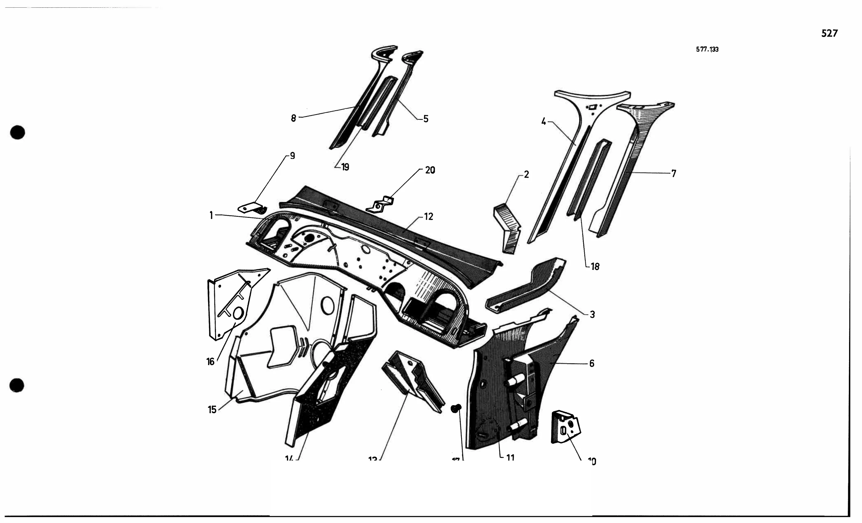 Body front elements, page 489 of 688 — 577 Parts Catalogue — Volume I
