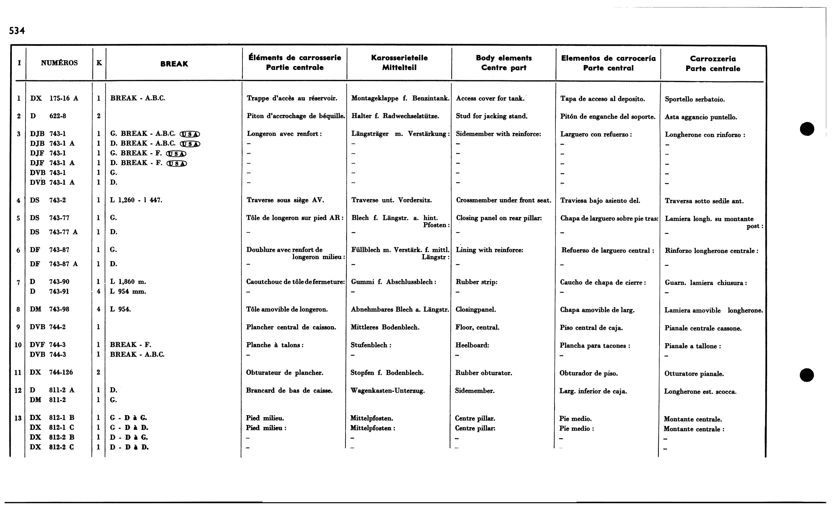 Centre parts (Bk), page 496 of 688 — 577 Parts Catalogue — Volume I