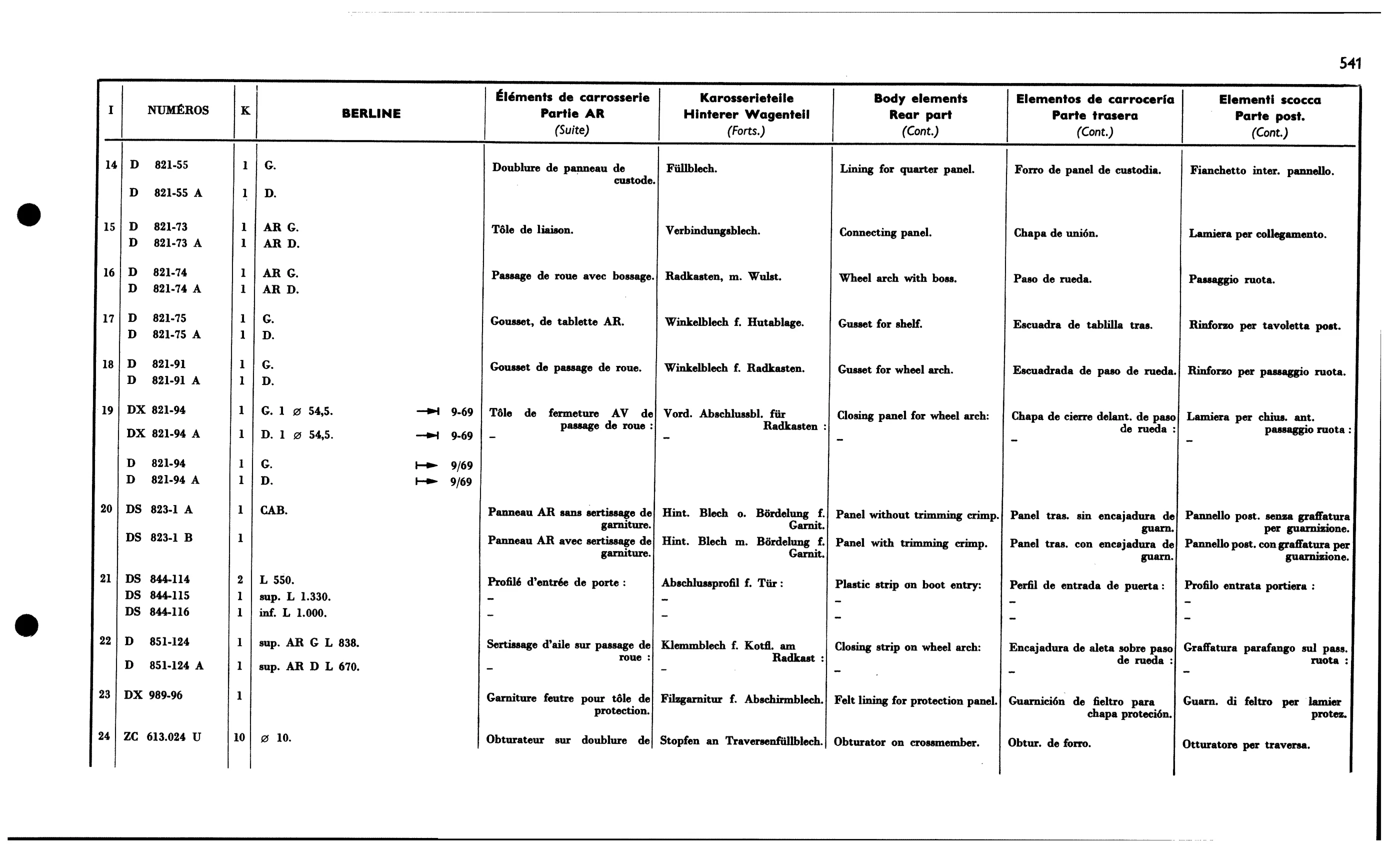 Rear parts (Bl), page 500 of 688 — 577 Parts Catalogue — Volume I