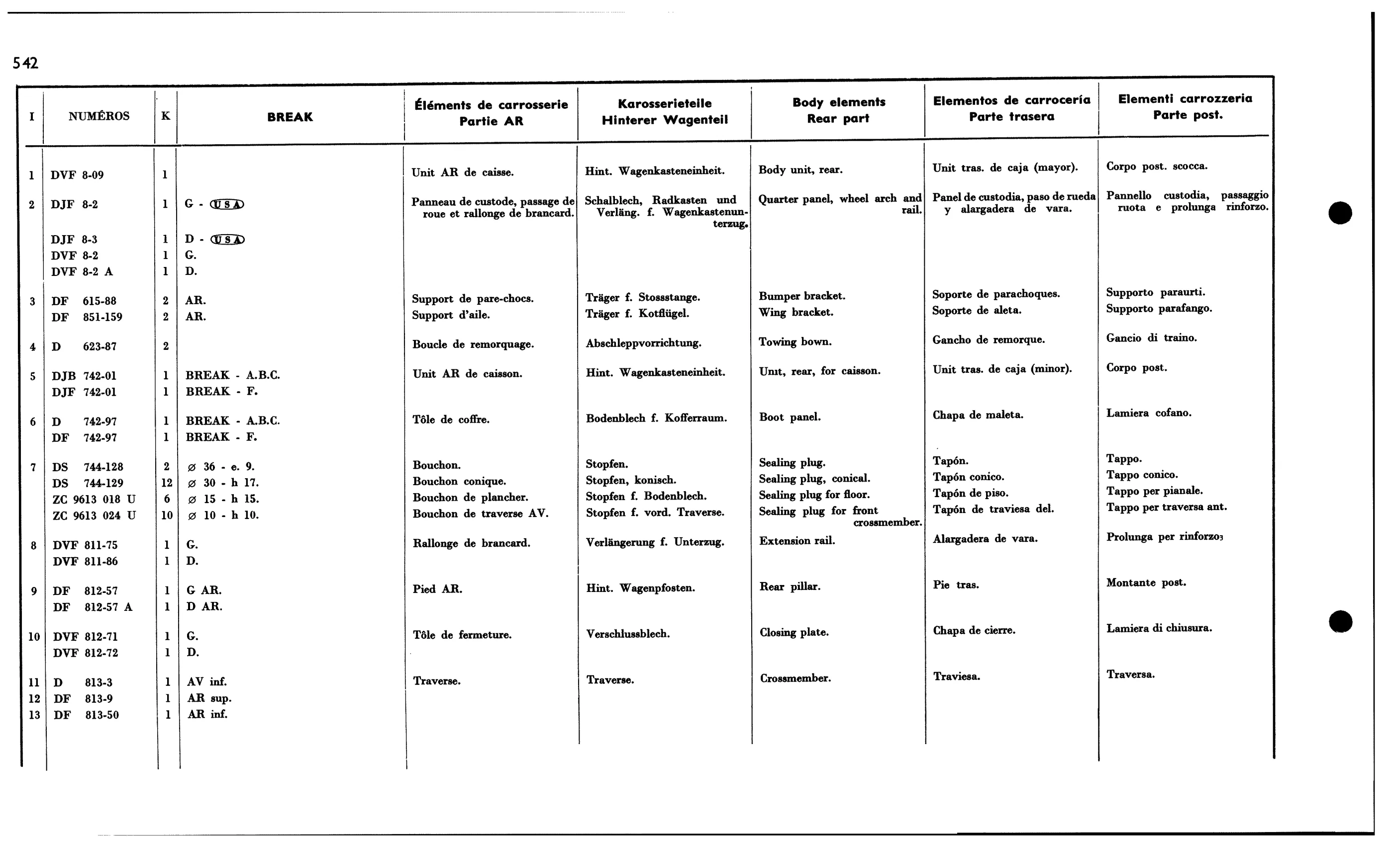 Rear parts (Bk), page 502 of 688 — 577 Parts Catalogue — Volume I