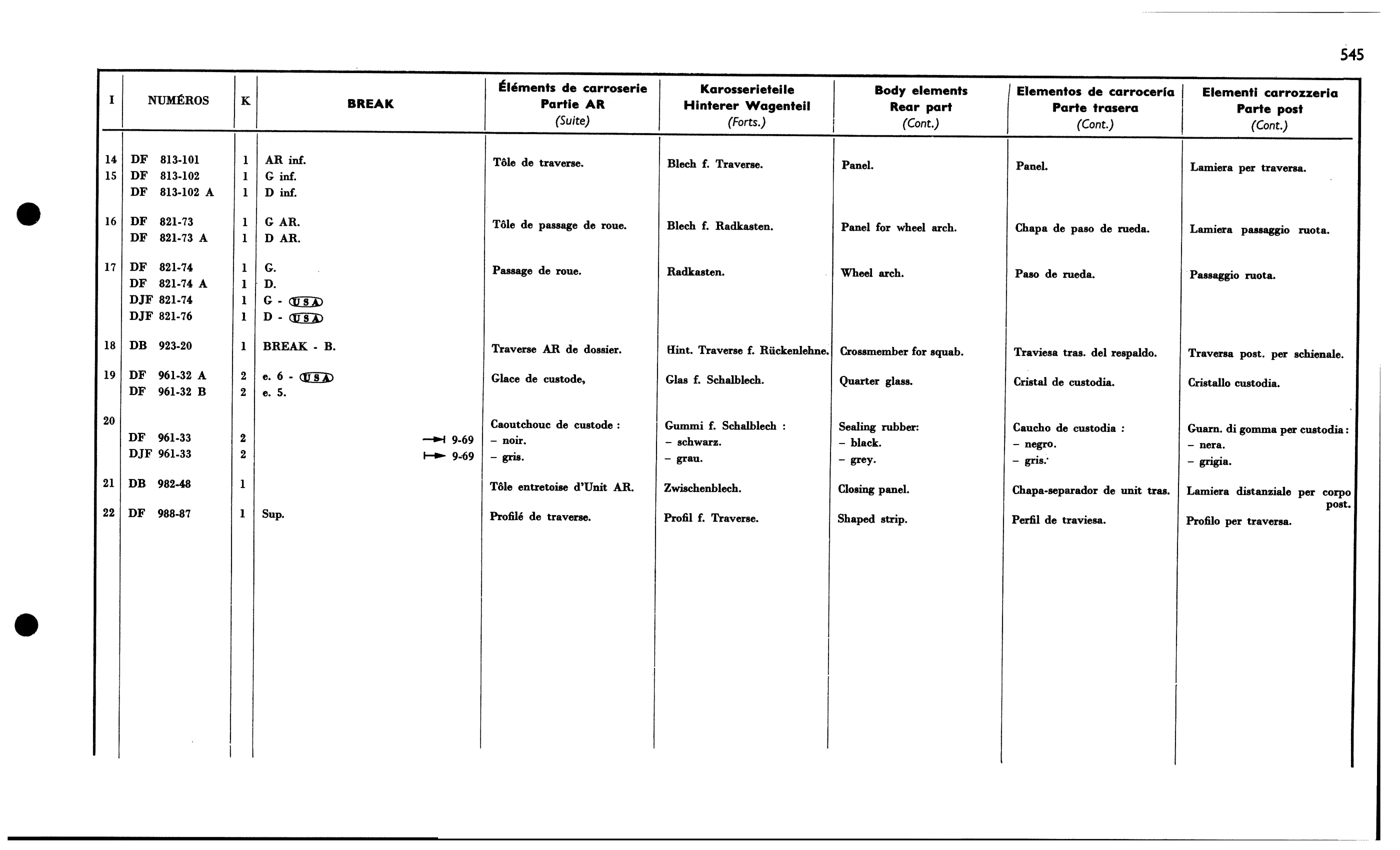 Rear parts (Bk), page 503 of 688 — 577 Parts Catalogue — Volume I