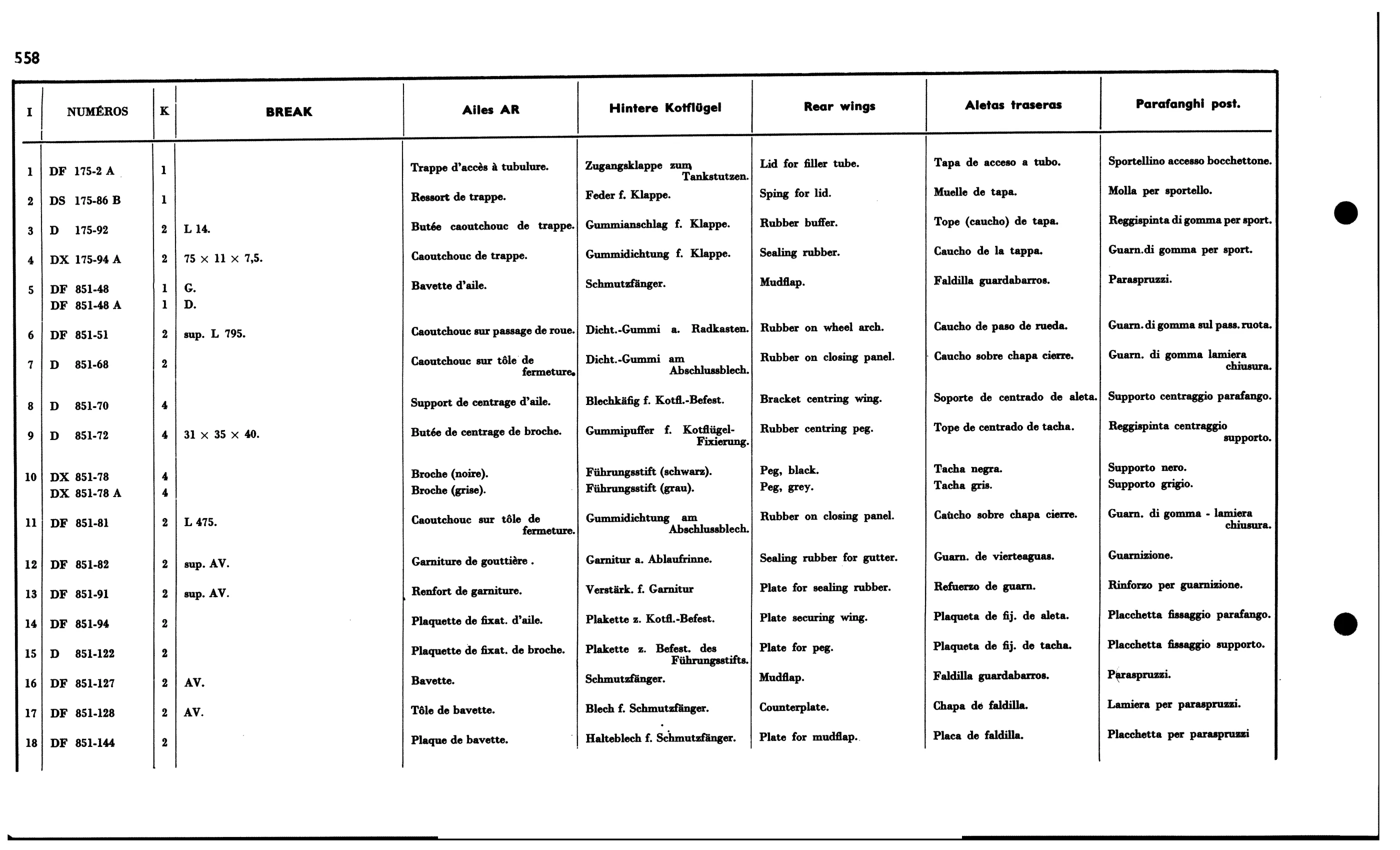 Rear wings (Bk), page 513 of 688 — 577 Parts Catalogue — Volume I