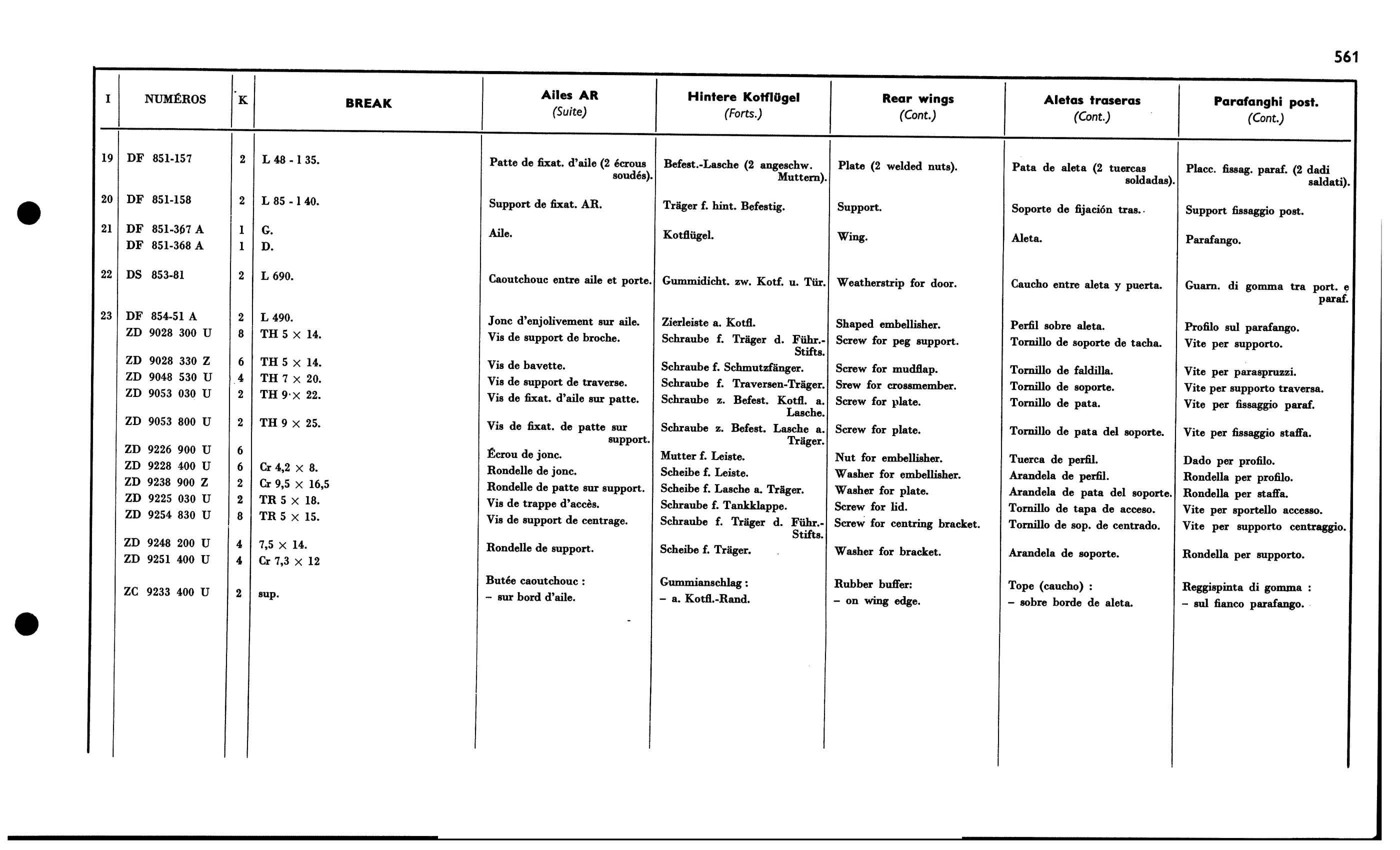 Rear wings (Bk), page 514 of 688 — 577 Parts Catalogue — Volume I