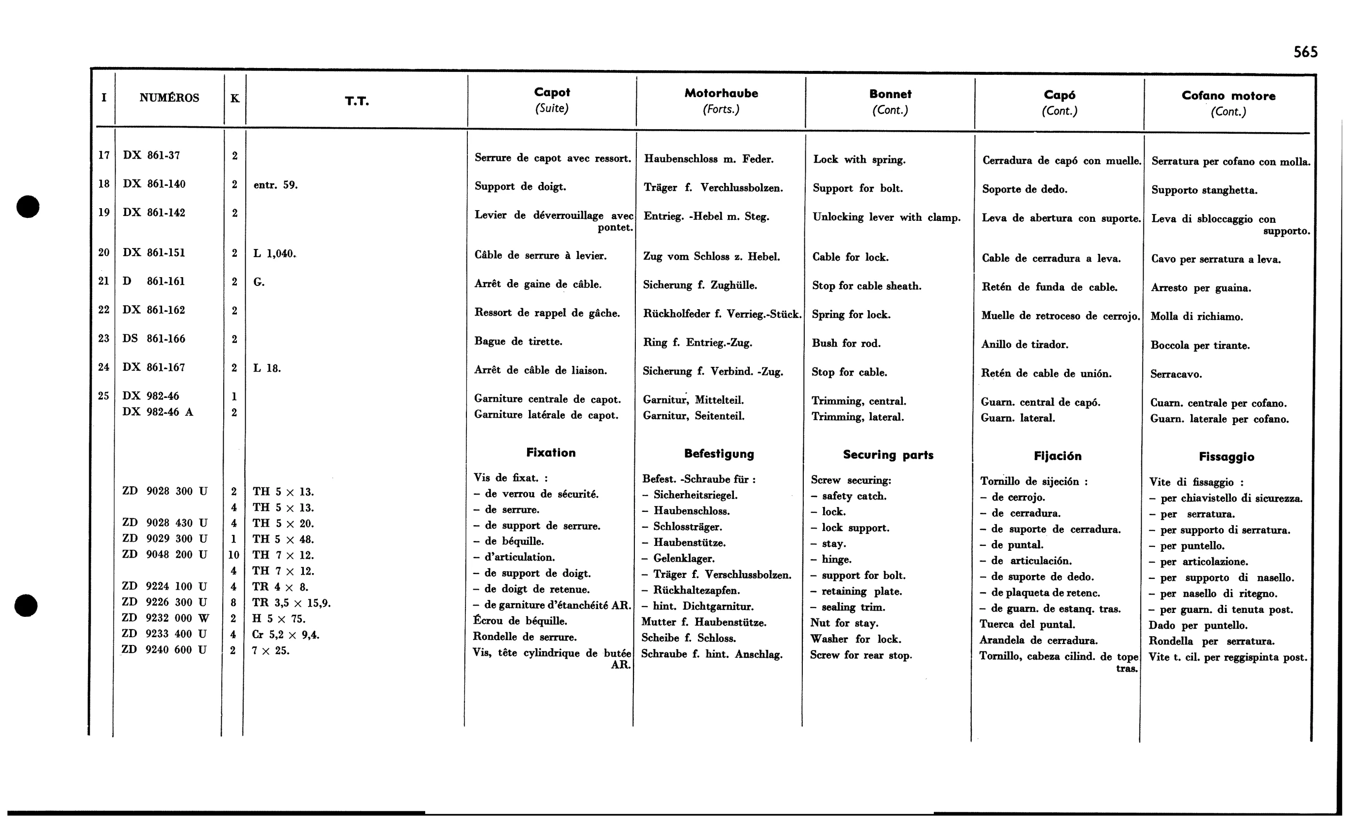 Bonnet, page 517 of 688 — 577 Parts Catalogue — Volume I