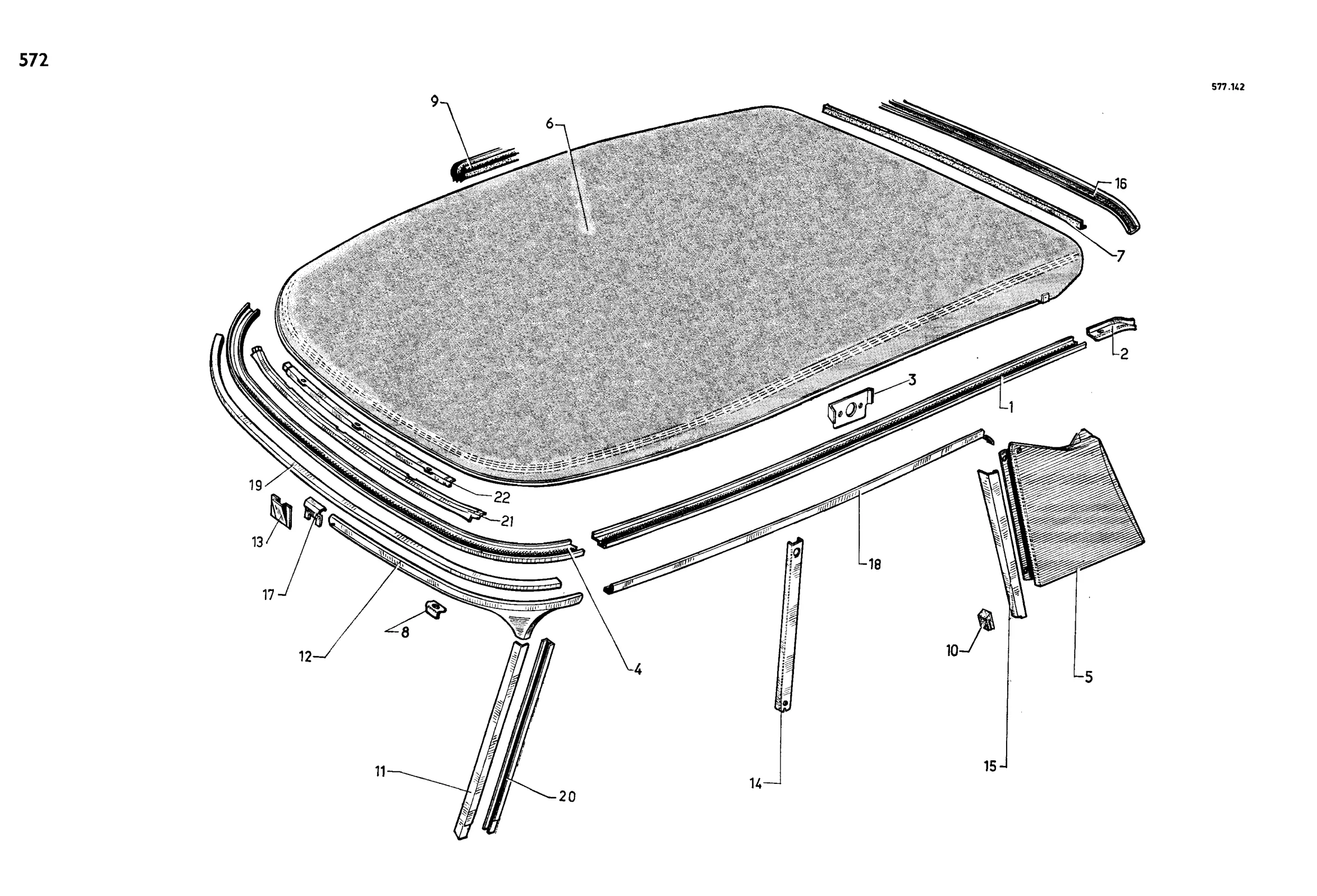 Roof, page 519 of 688 — 577 Parts Catalogue — Volume I