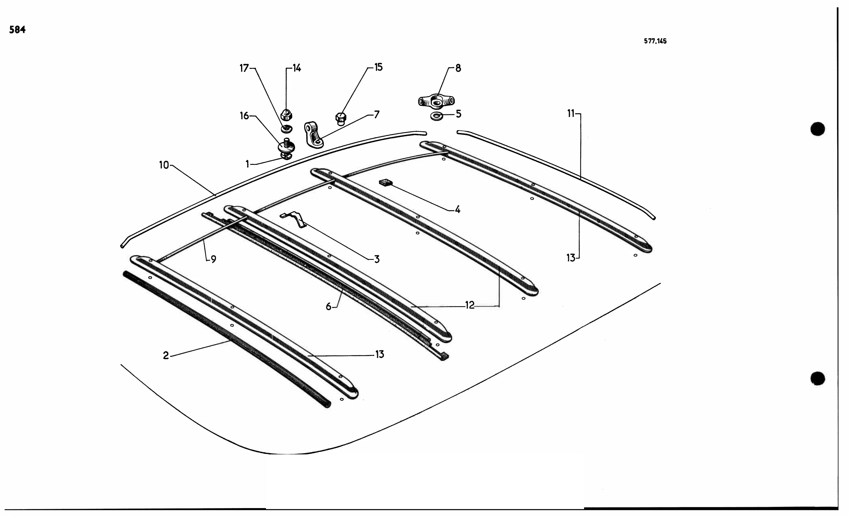 Luggage rack, page 530 of 688 — 577 Parts Catalogue — Volume I