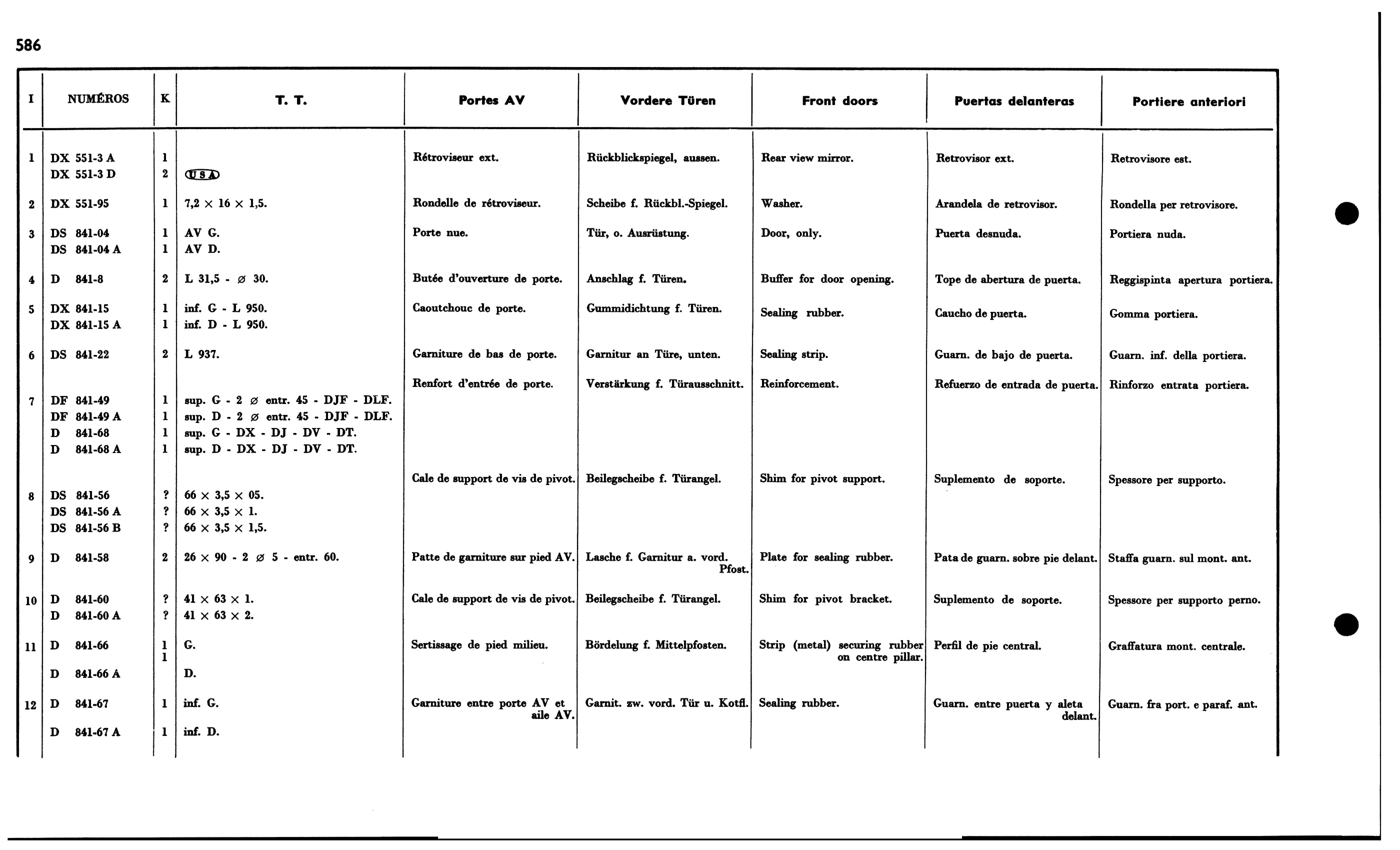 Front doors, page 533 of 688 — 577 Parts Catalogue — Volume I