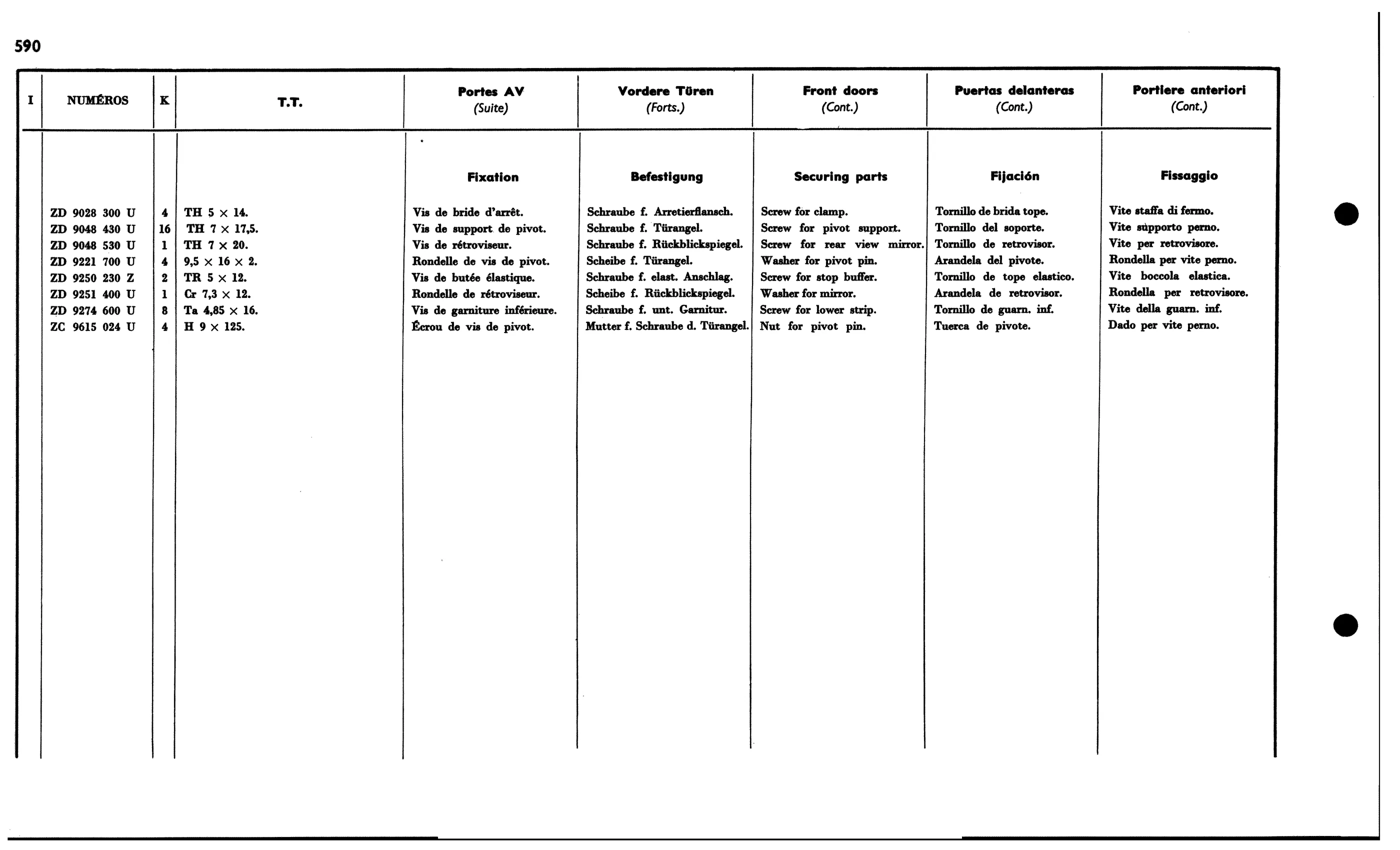 Front doors, page 535 of 688 — 577 Parts Catalogue — Volume I