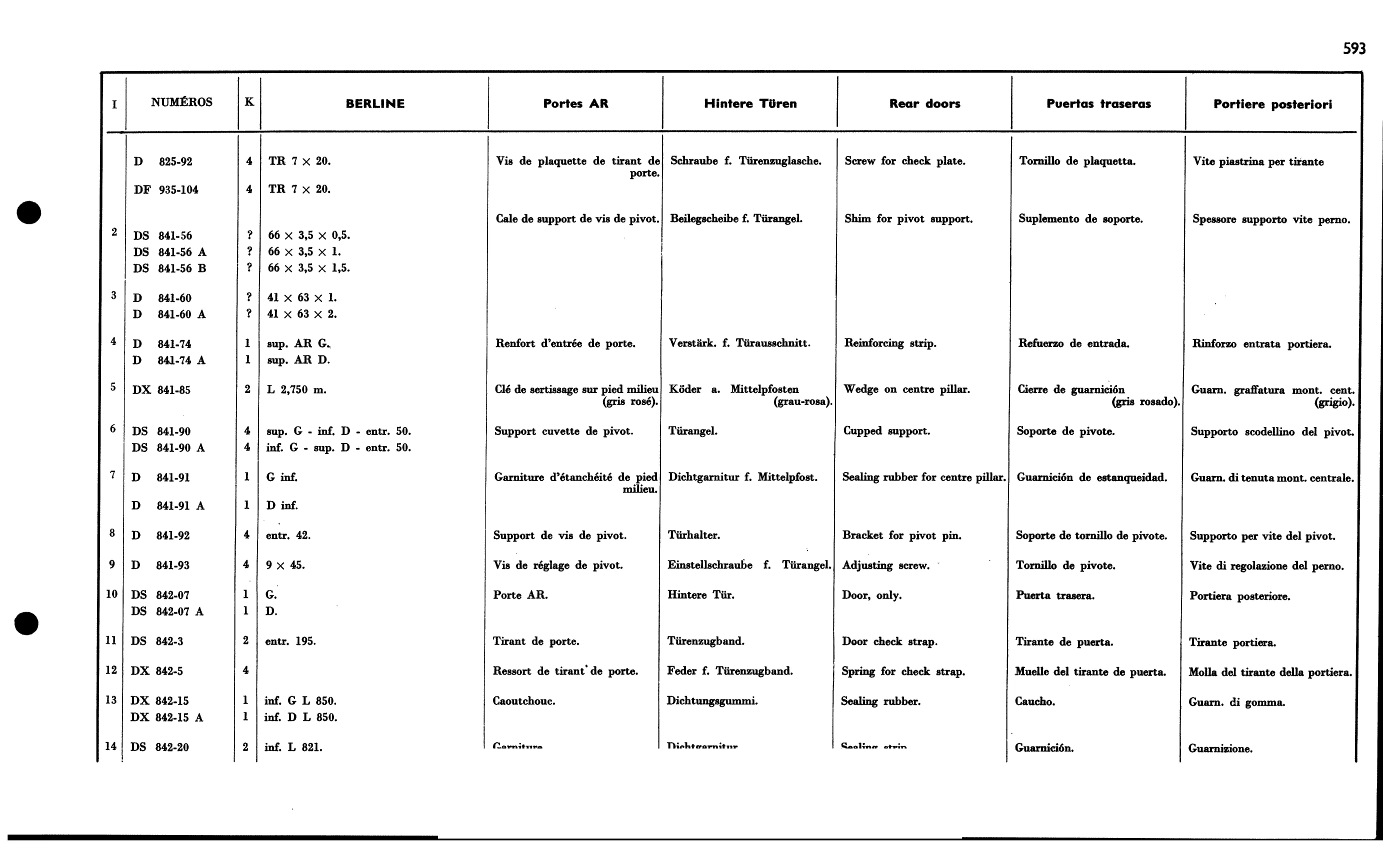 Rear doors - Bl, page 537 of 688 — 577 Parts Catalogue — Volume I