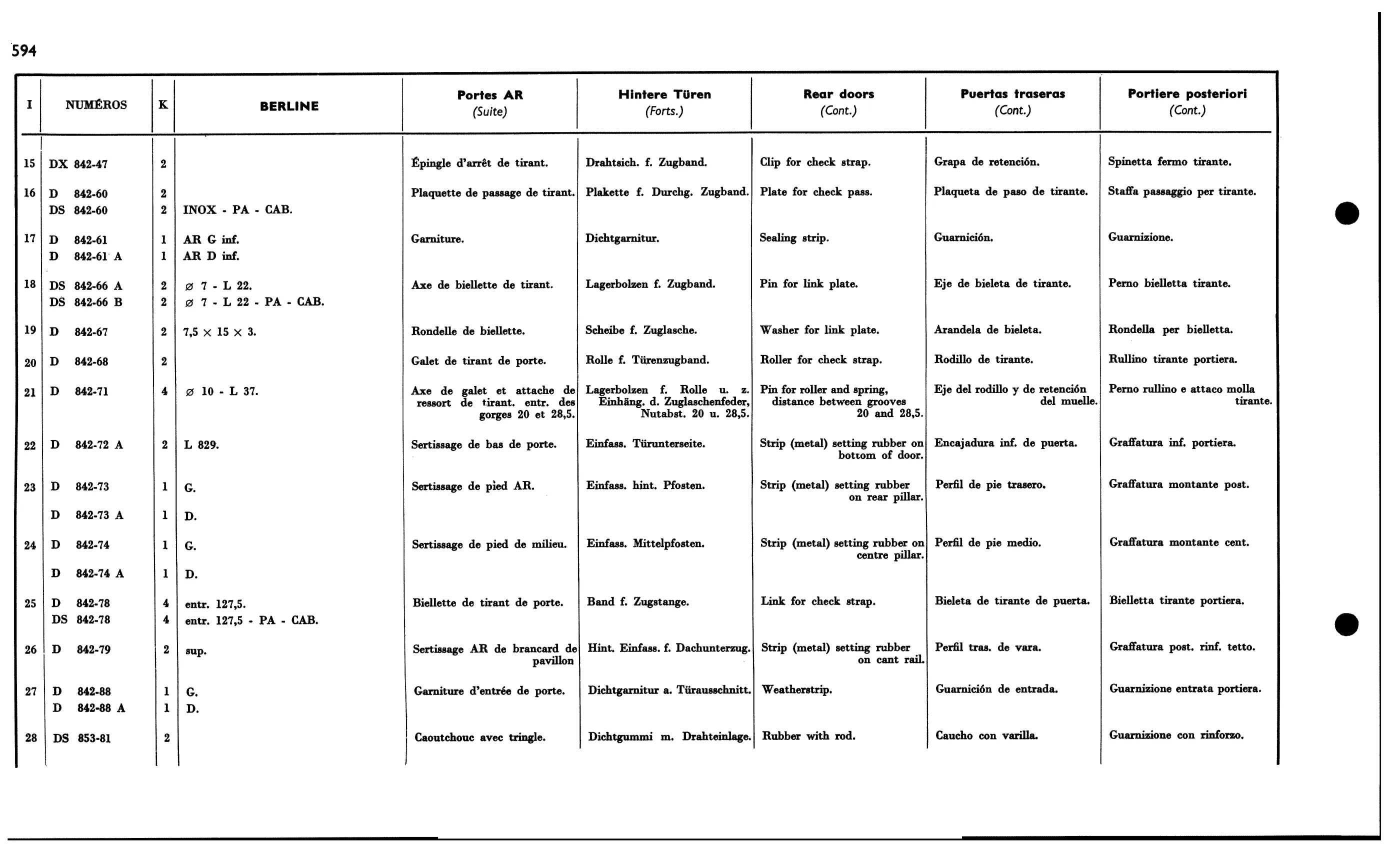 Rear doors - Bl, page 538 of 688 — 577 Parts Catalogue — Volume I