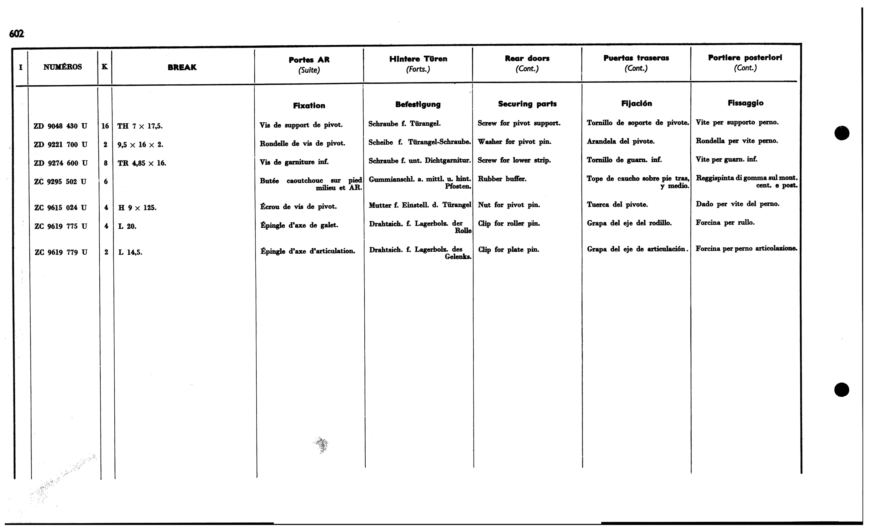 Rear doors - Bk, page 543 of 688 — 577 Parts Catalogue — Volume I