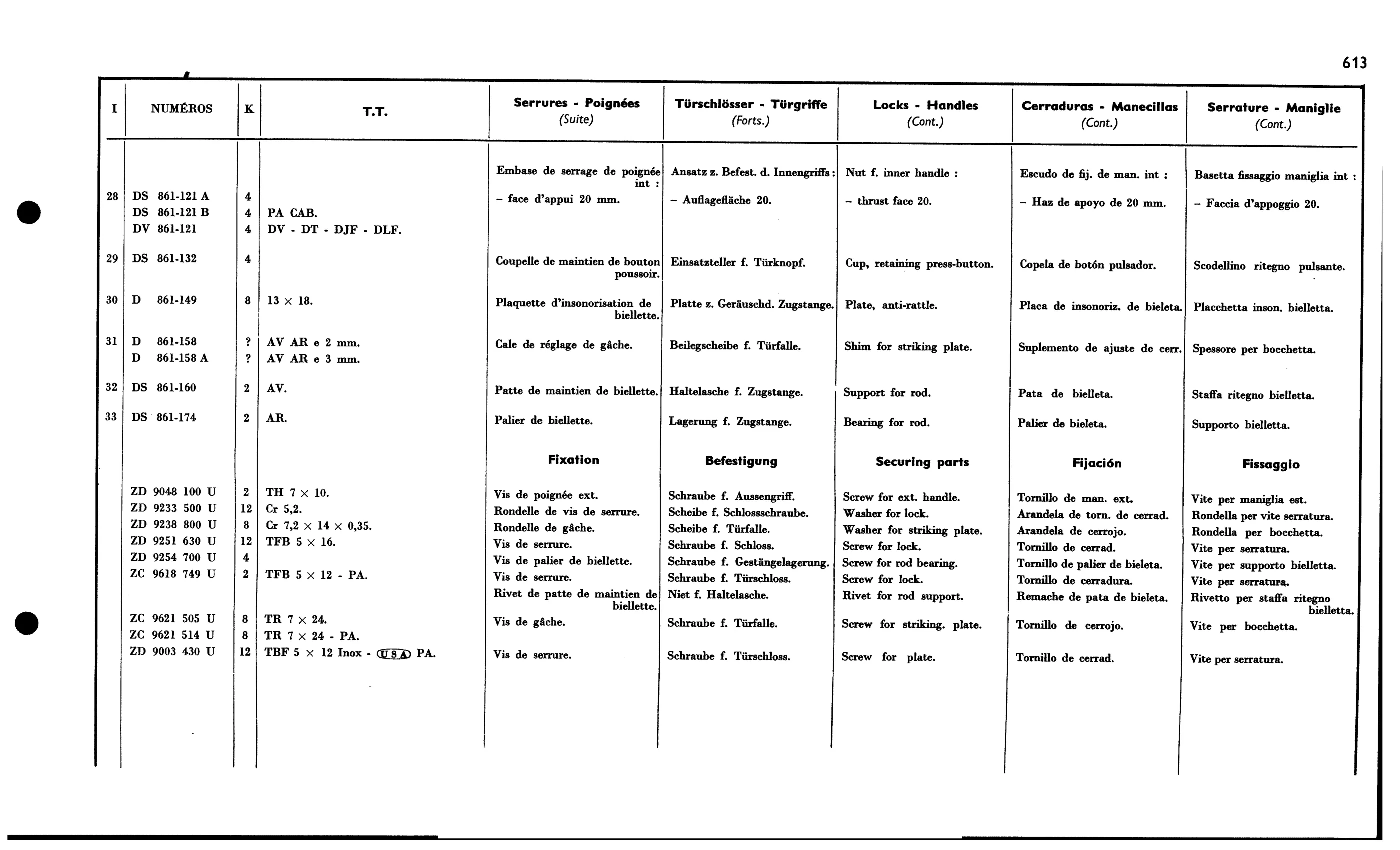 Locks, handles, page 550 of 688 — 577 Parts Catalogue — Volume I