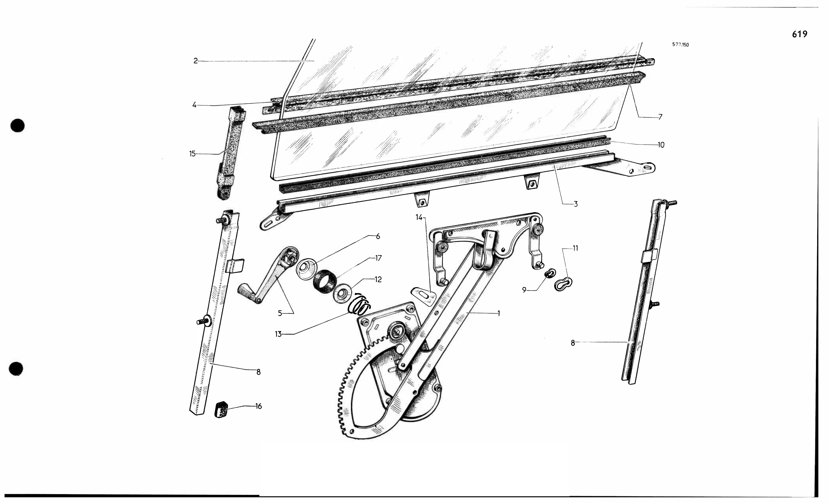 Window winder, page 551 of 688 — 577 Parts Catalogue — Volume I