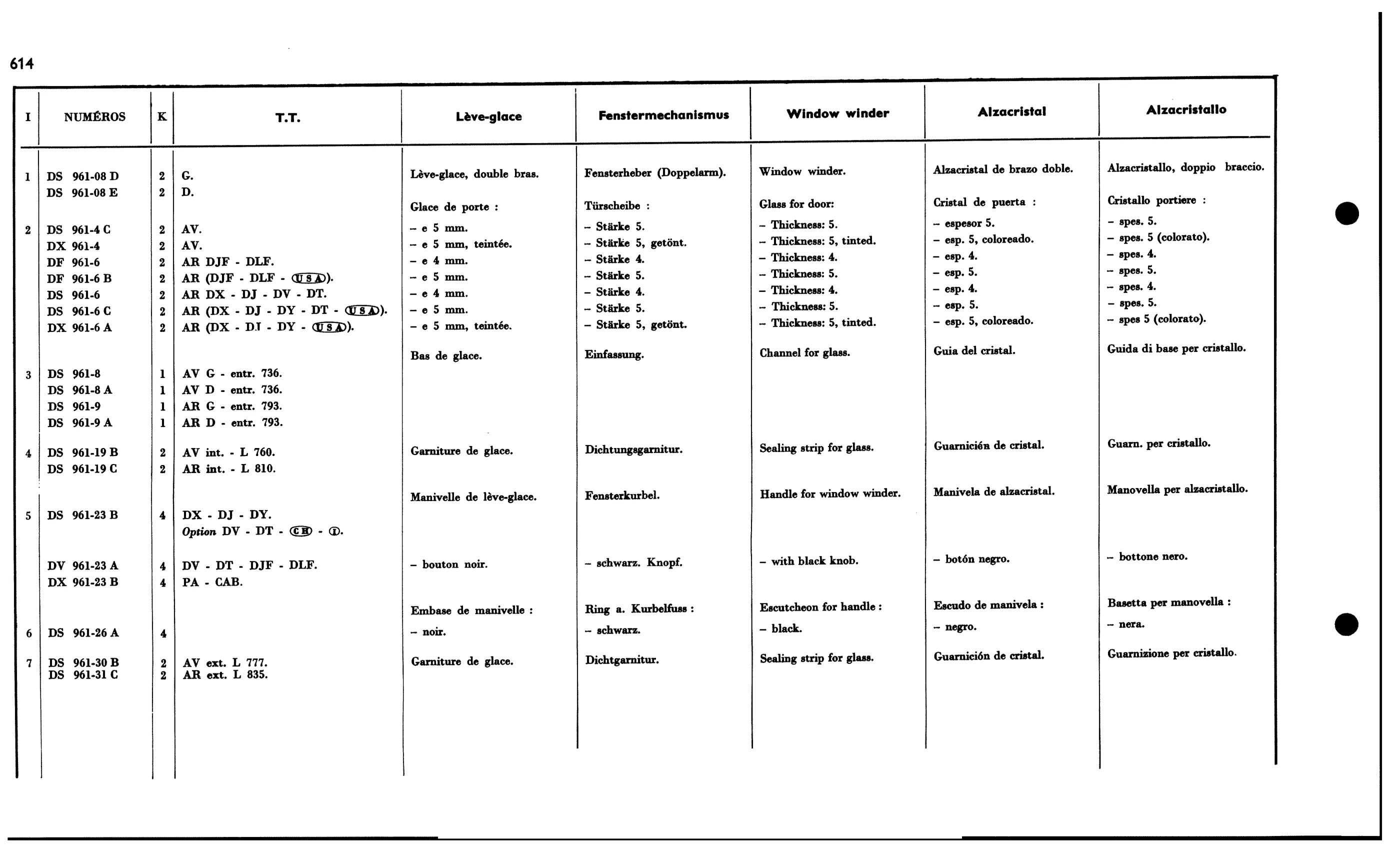 Window winder, page 552 of 688 — 577 Parts Catalogue — Volume I