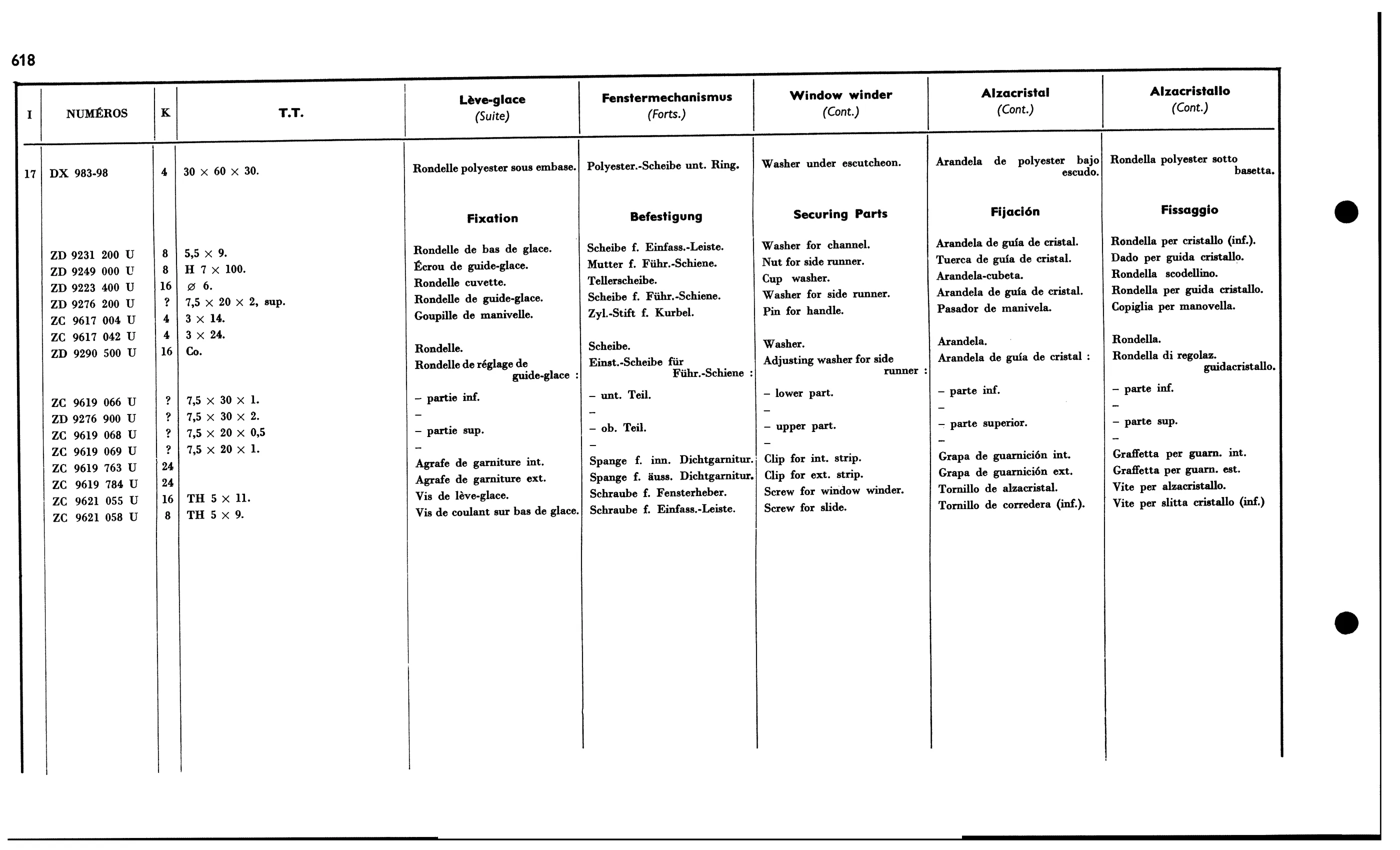 Window winder, page 554 of 688 — 577 Parts Catalogue — Volume I