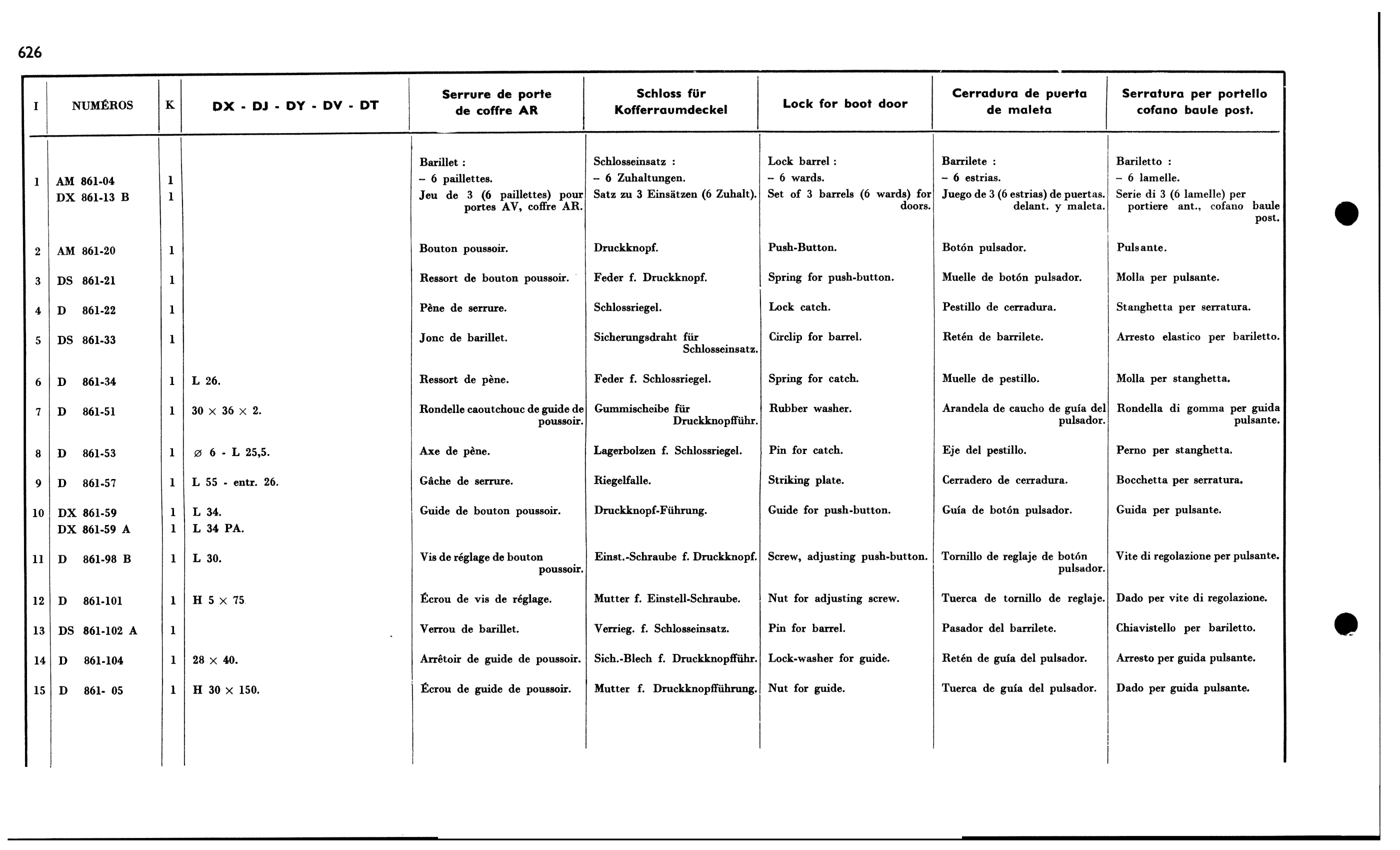 Lock for boot door, page 560 of 688 — 577 Parts Catalogue — Volume I