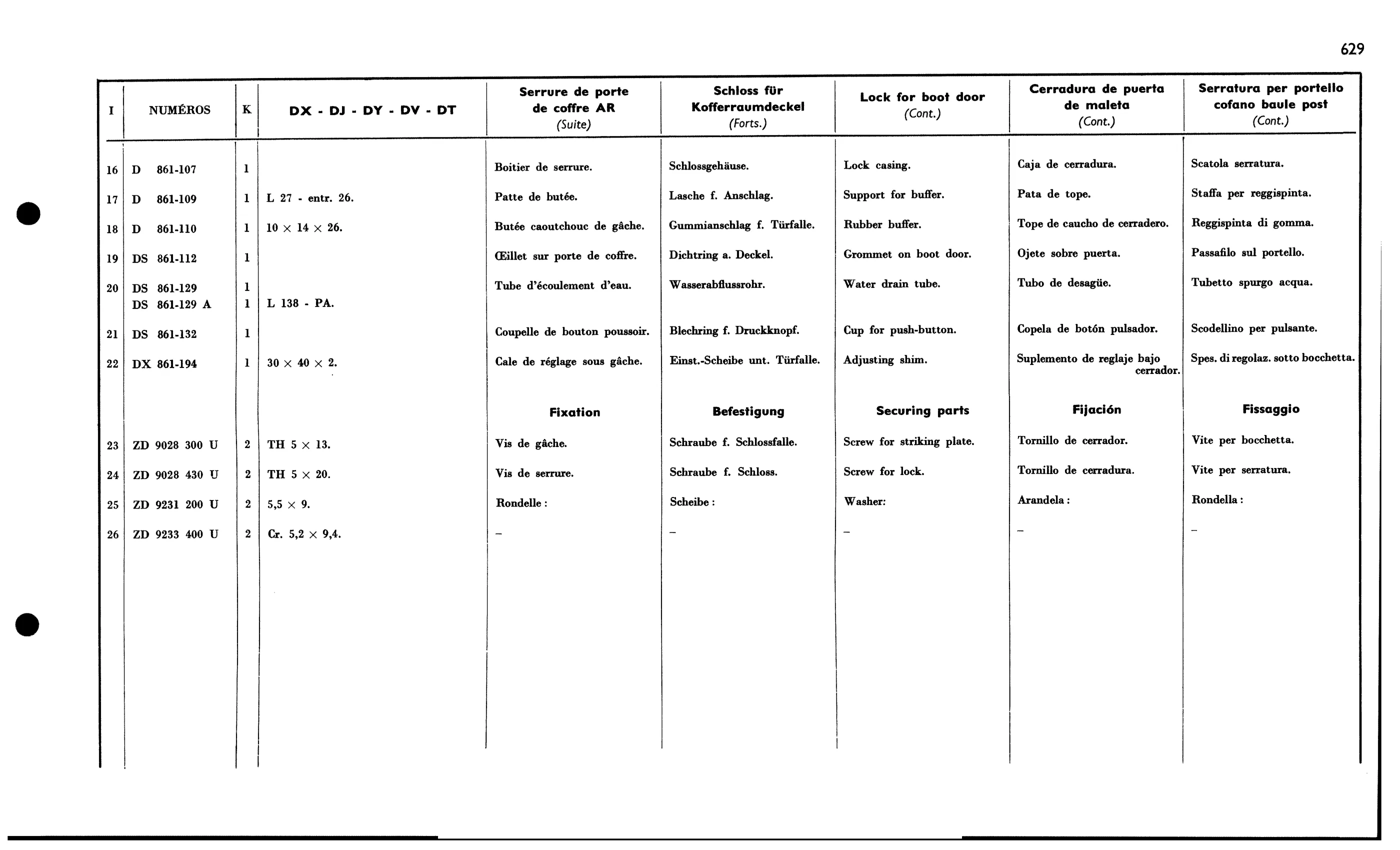 Lock for boot door, page 561 of 688 — 577 Parts Catalogue — Volume I
