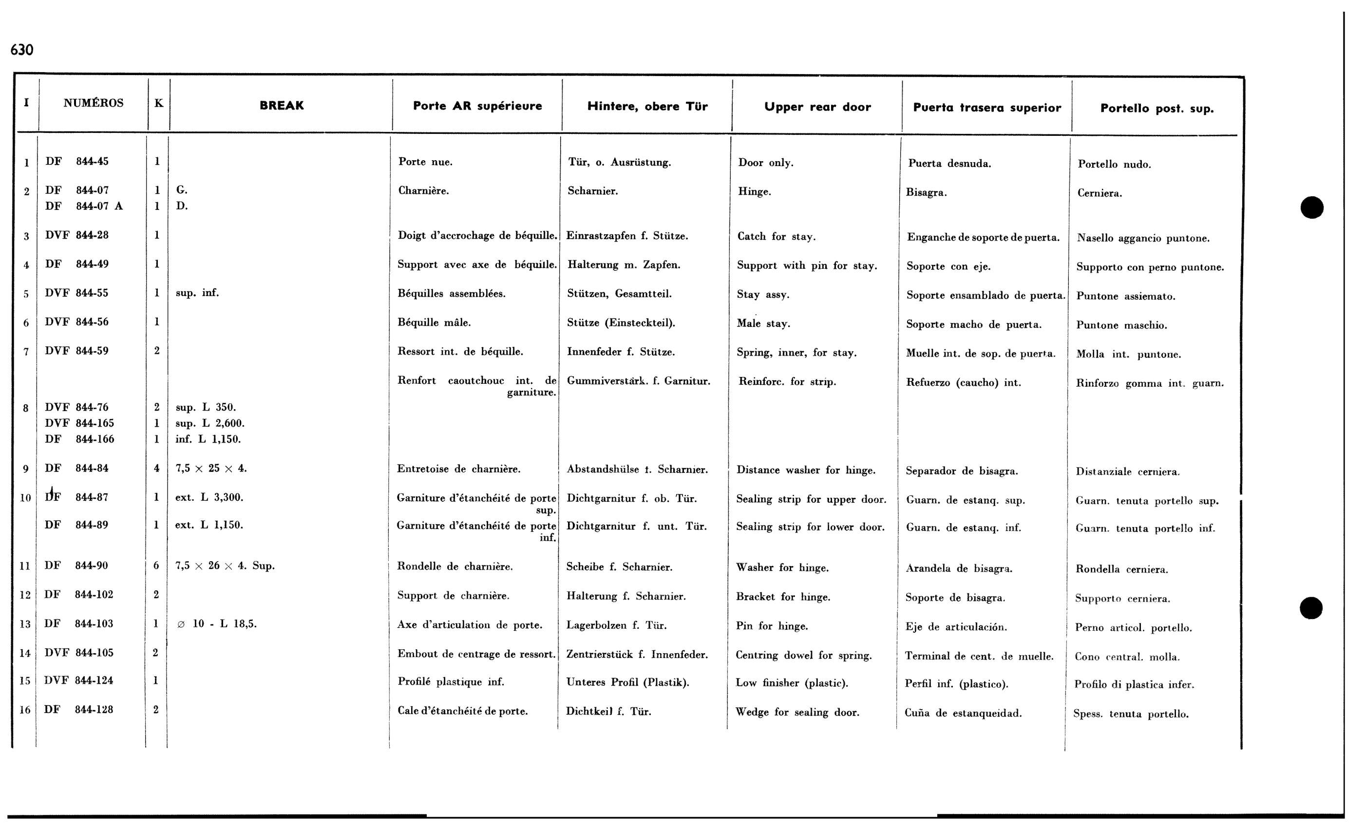 Upper r. door - Bk, page 563 of 688 — 577 Parts Catalogue — Volume I