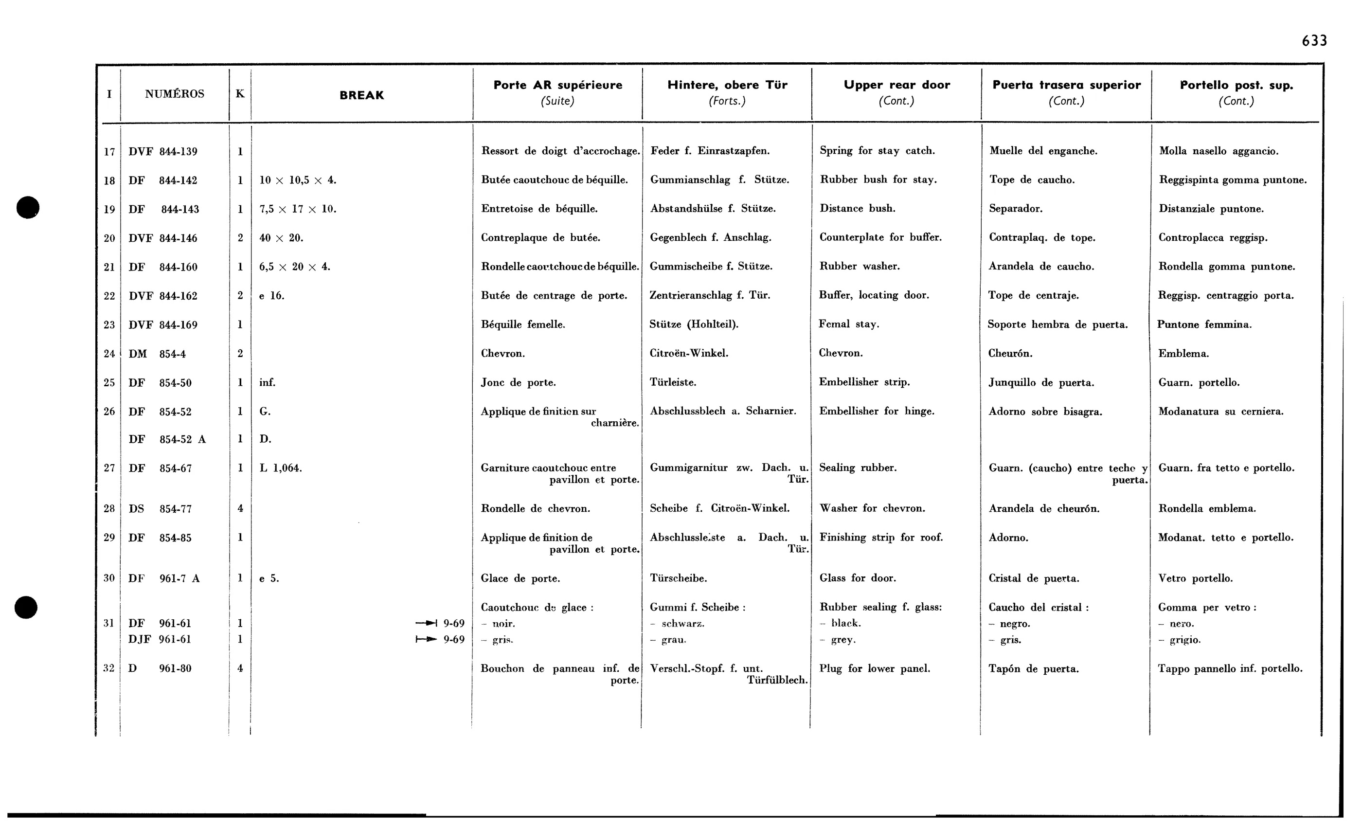 Upper r. door - Bk, page 564 of 688 — 577 Parts Catalogue — Volume I