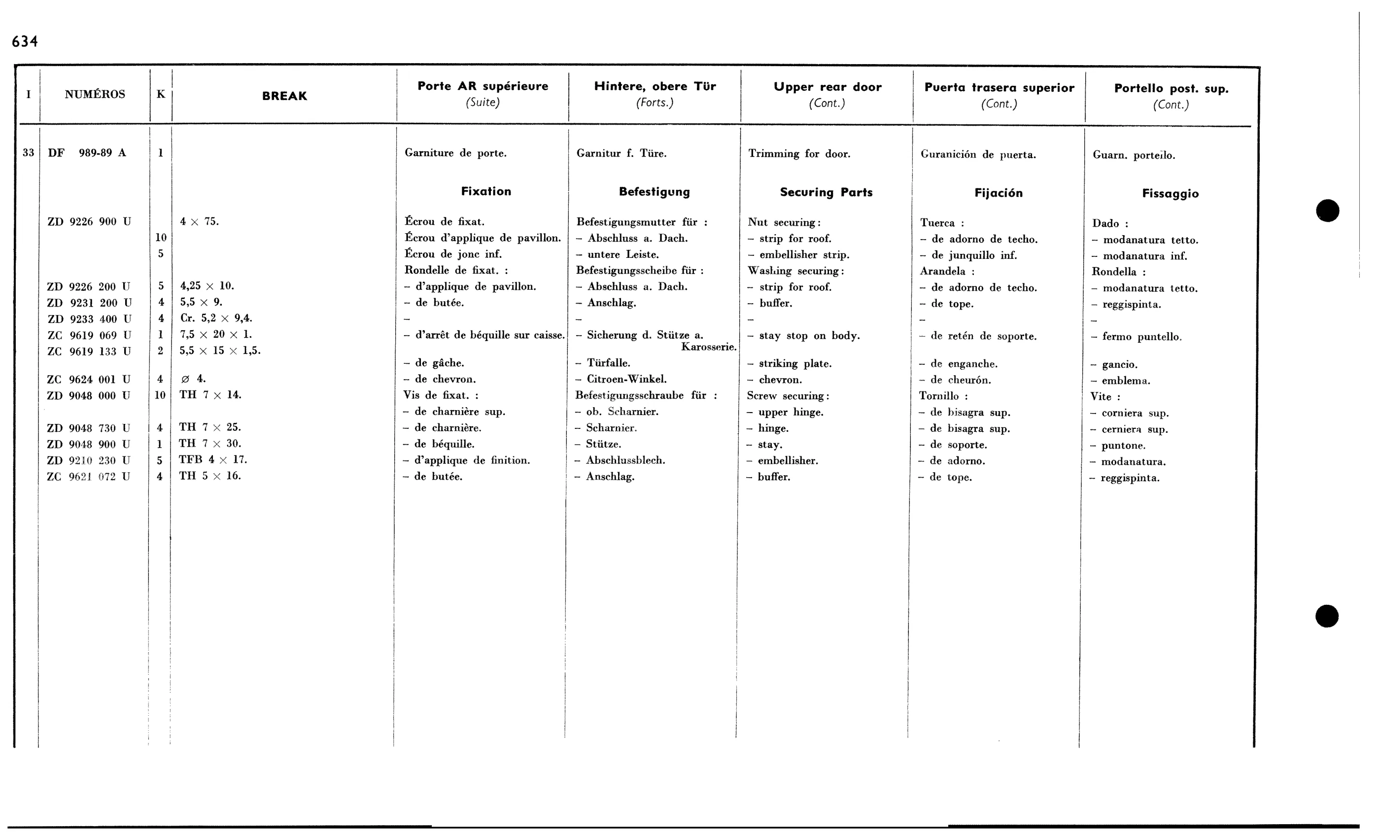 Upper r. door - Bk, page 565 of 688 — 577 Parts Catalogue — Volume I