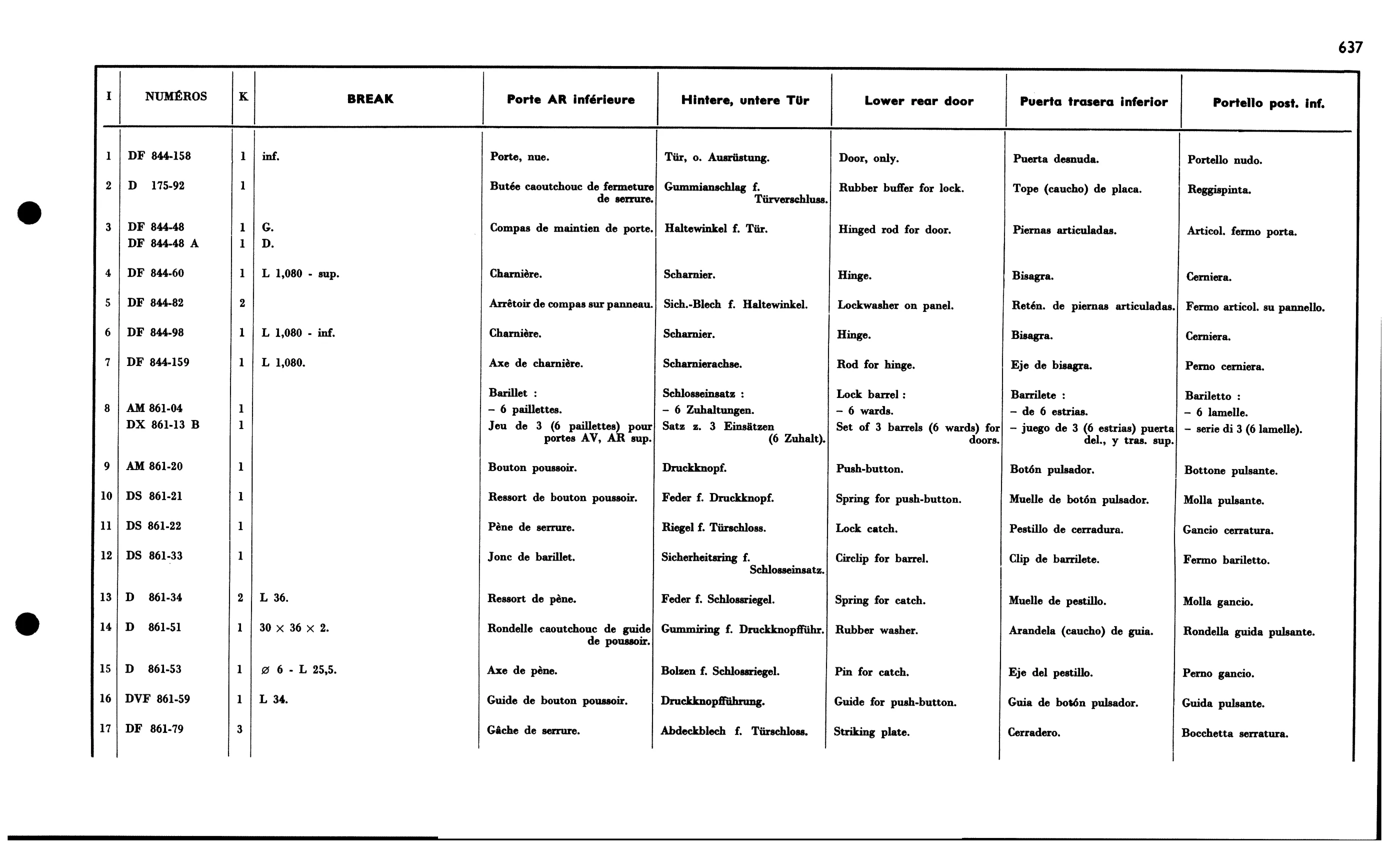 Lower r. door - Bk, page 567 of 688 — 577 Parts Catalogue — Volume I